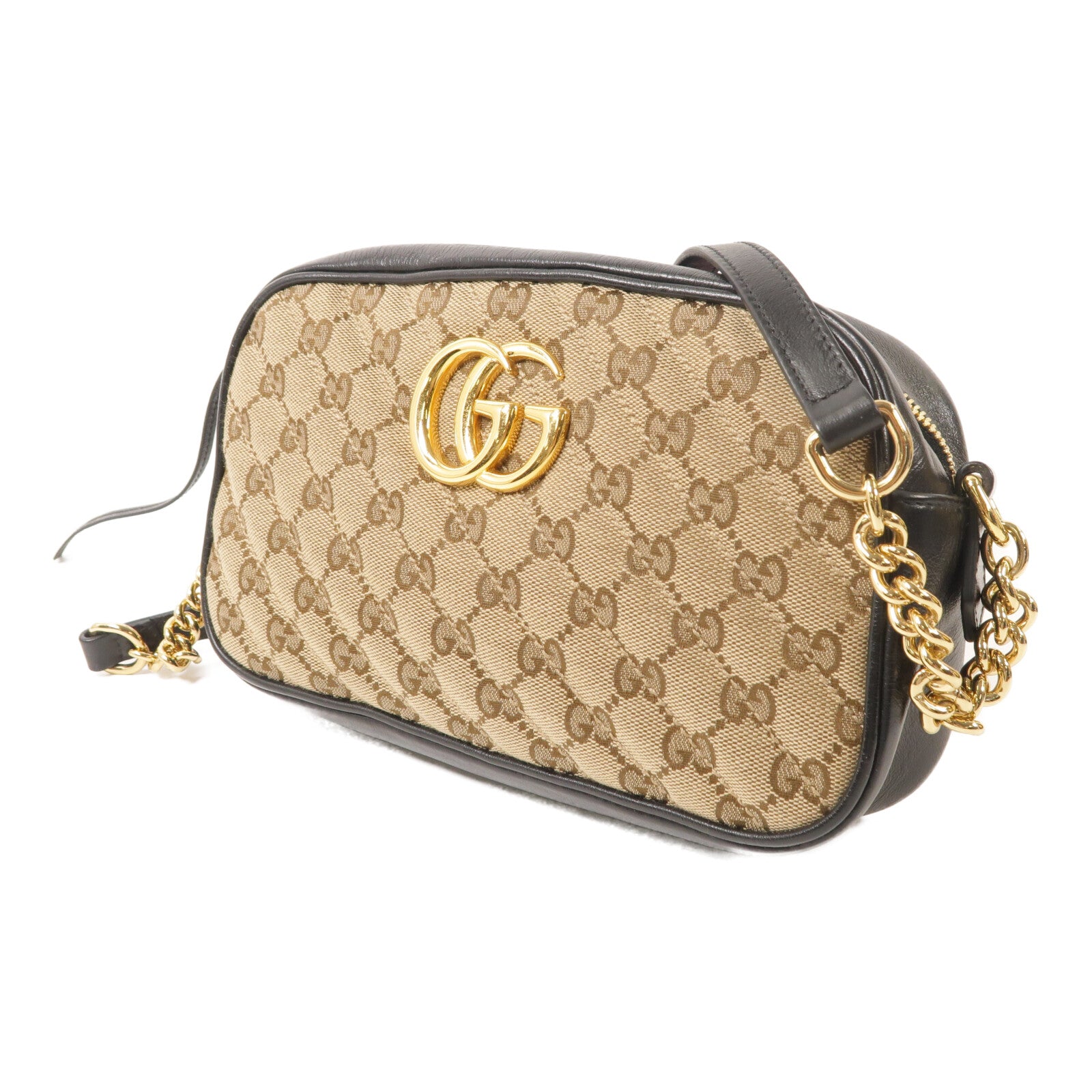 GUCCI GG帆布GG Marmont鏈帶肩背袋