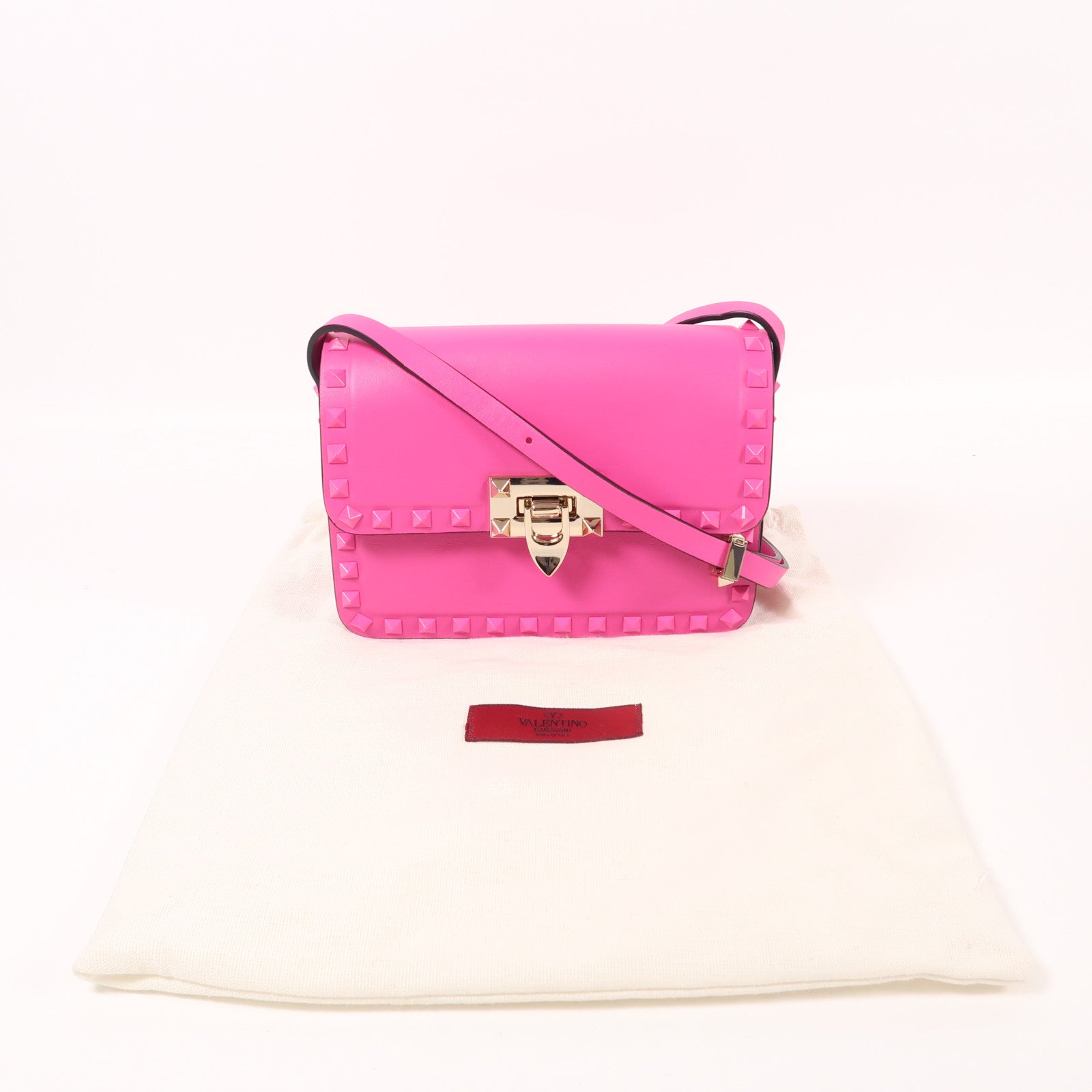 Valentino 皮革Rockstud Shoulder Bag金扣肩背袋