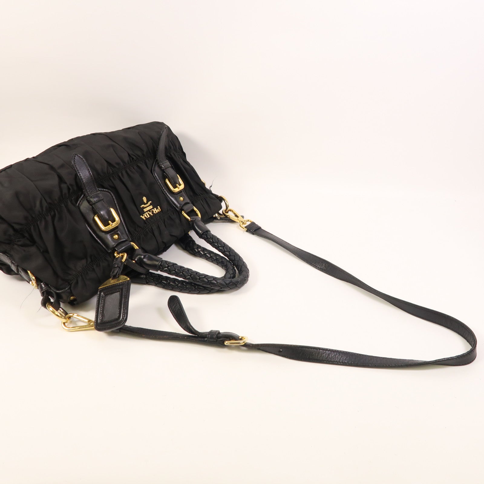 PRADA 尼龍2 Way Shoulder金扣手挽肩背兩用袋