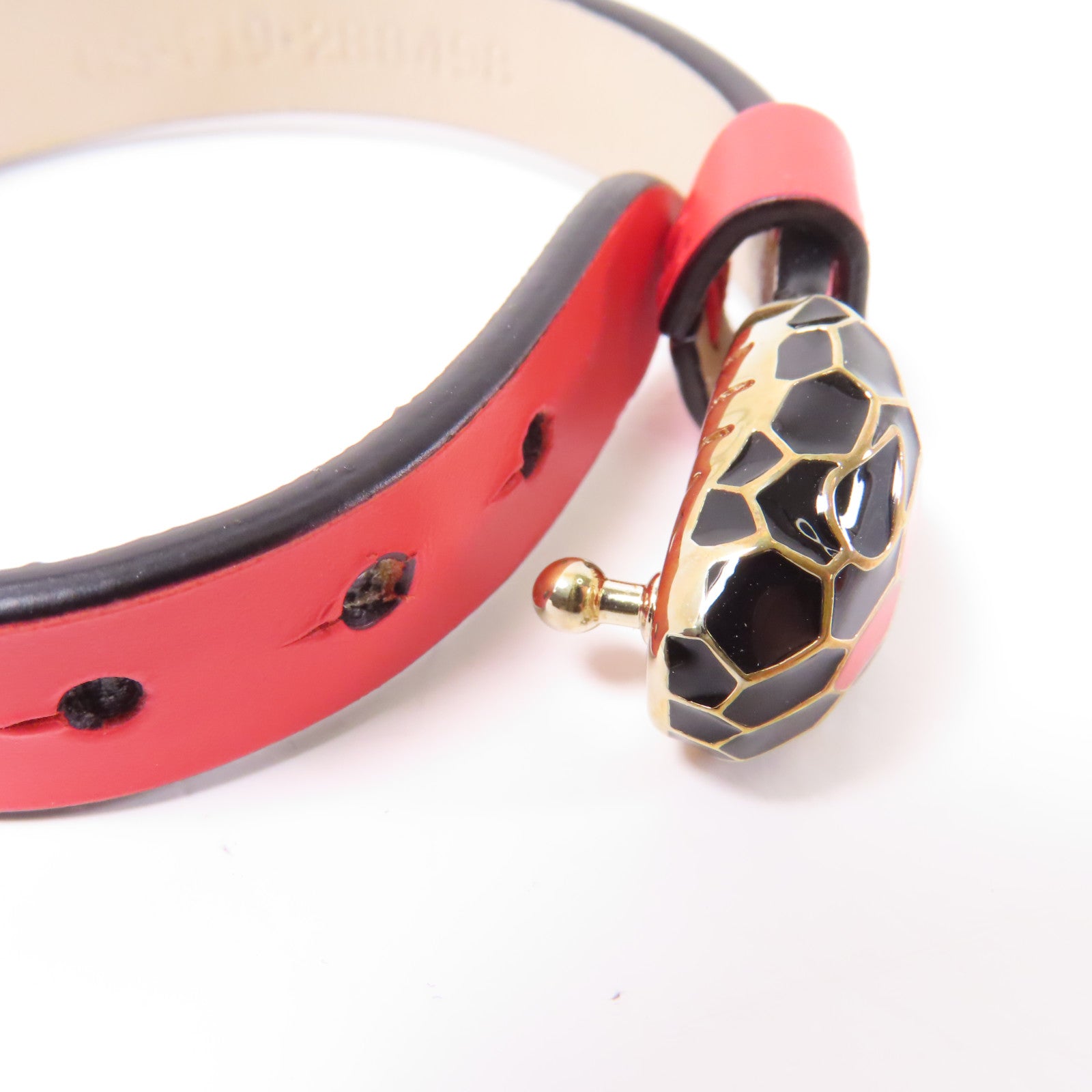 BVLGARI 牛皮皮革Bracelet手鐲紅色