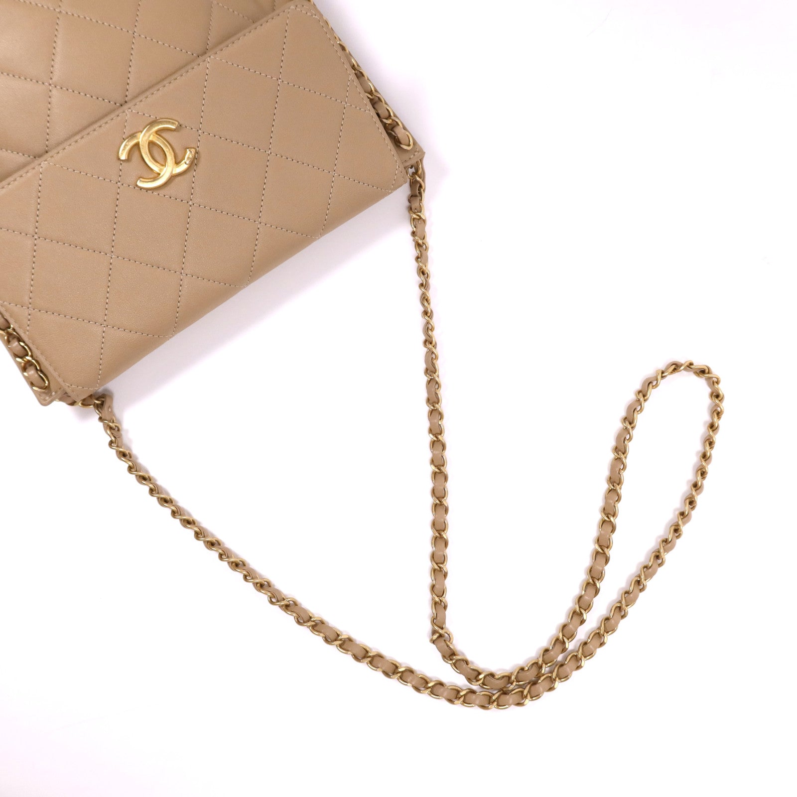 CHANEL 牛皮皮革Chain Shoulder Bag金扣鏈帶肩背袋