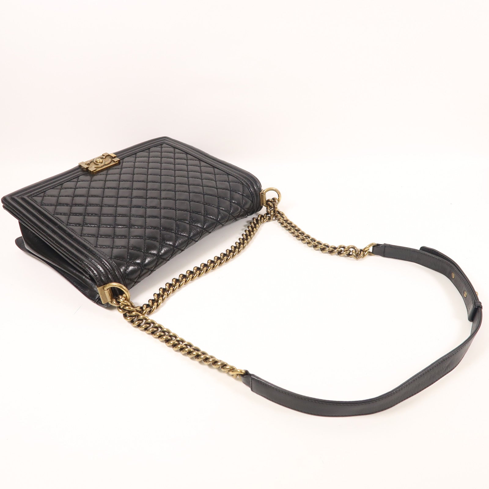 CHANEL 牛皮皮革Boy 30鏈帶肩背袋