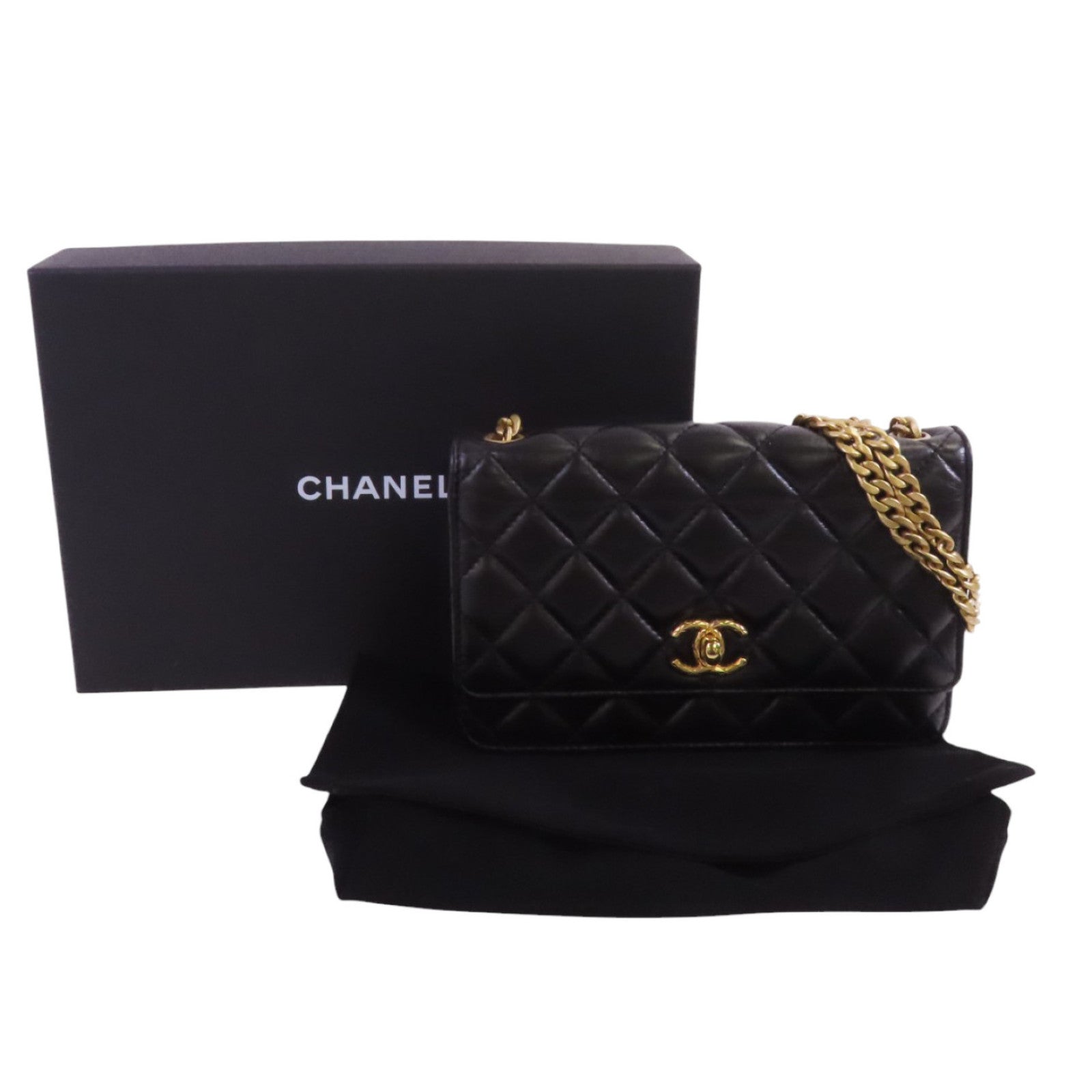 CHANEL 羊皮皮革WOC Gold Ball Adjustable金扣鏈帶錢包肩背袋
