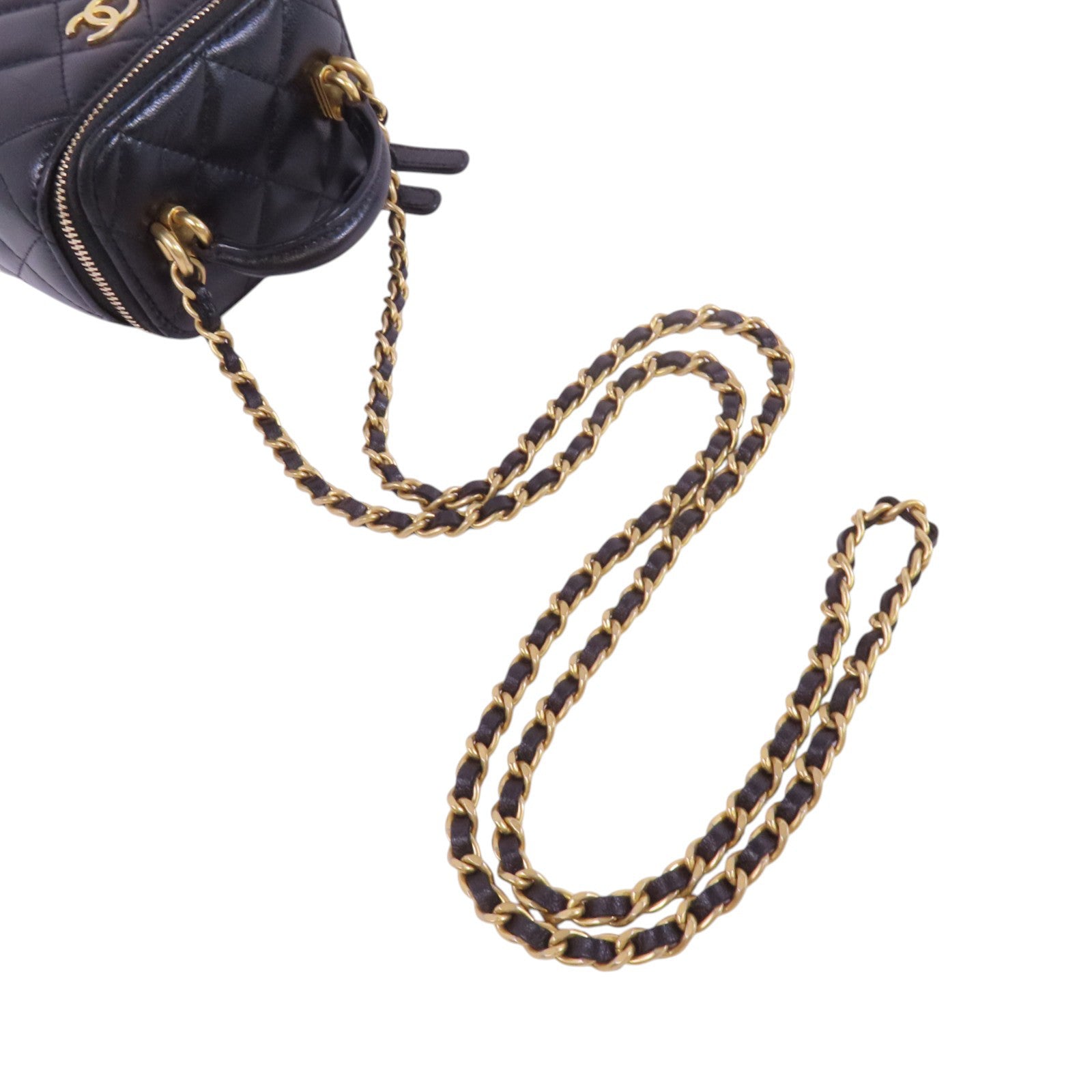 CHANEL 羊皮皮革Mini Vanity Case金扣鏈帶肩背袋