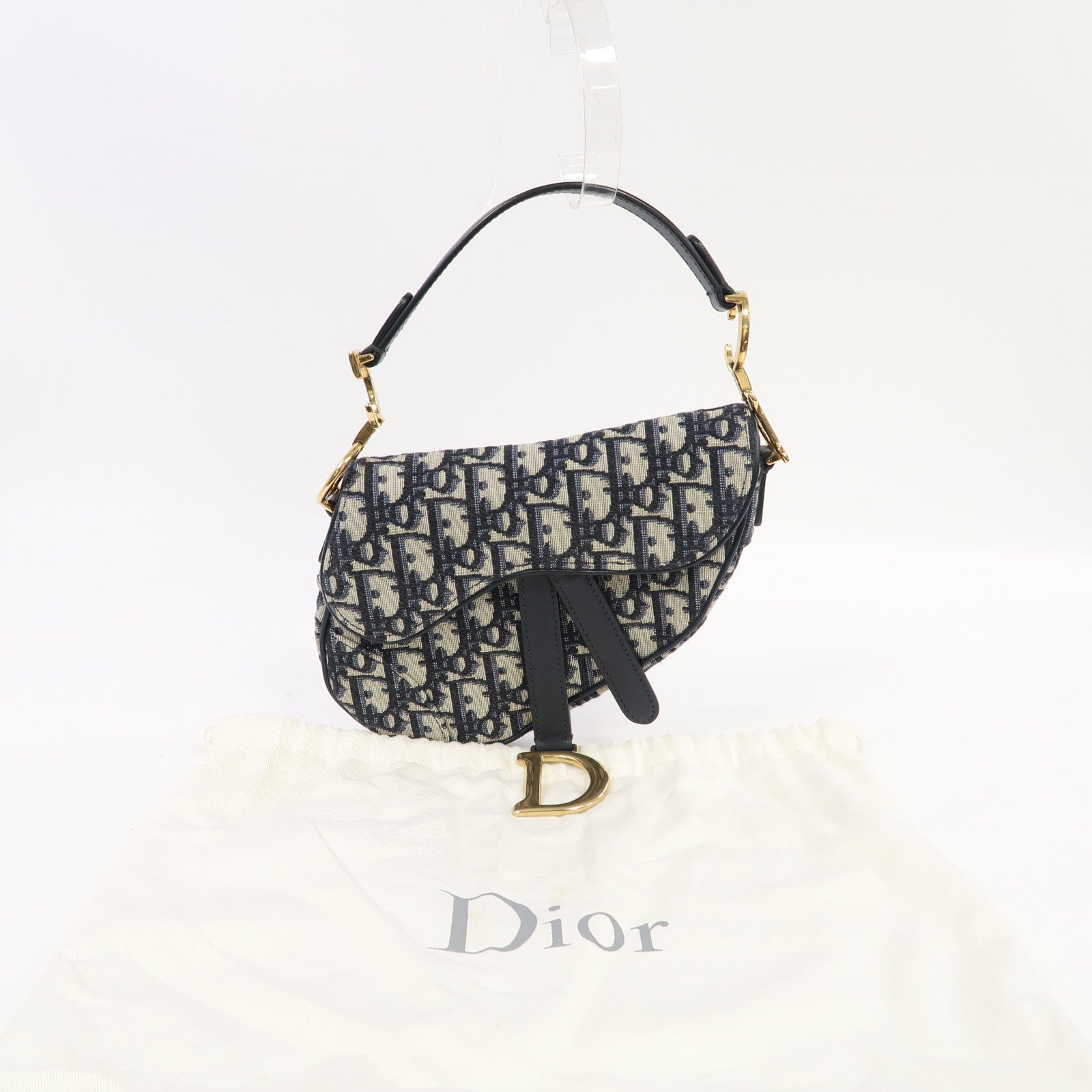 Dior 【激減優惠】帆布Shoulder Bag金扣手挽袋藍色