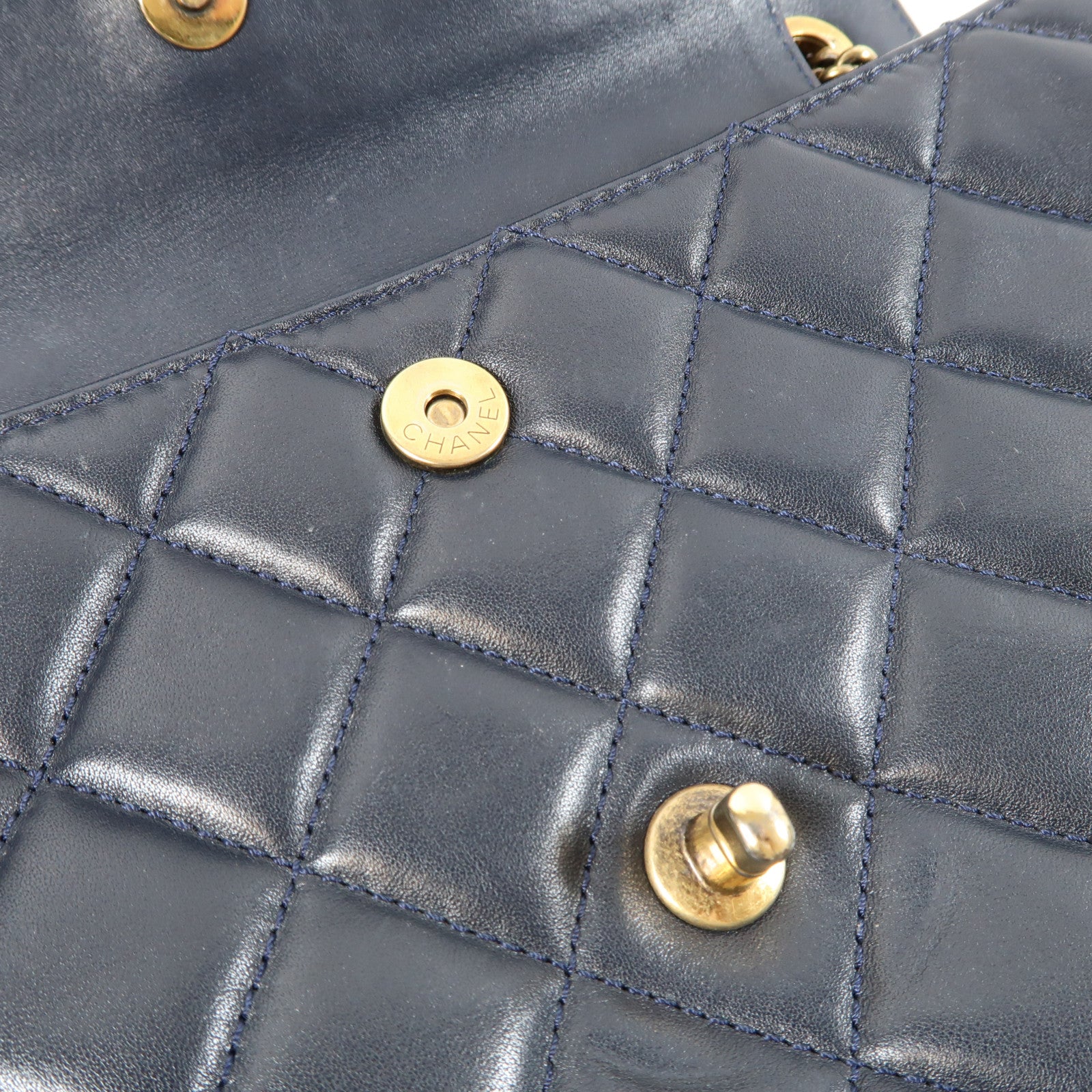CHANEL 【激減優惠】菱格羊皮皮革Chain Shoulder Bag金扣手挽肩背兩用袋藍色