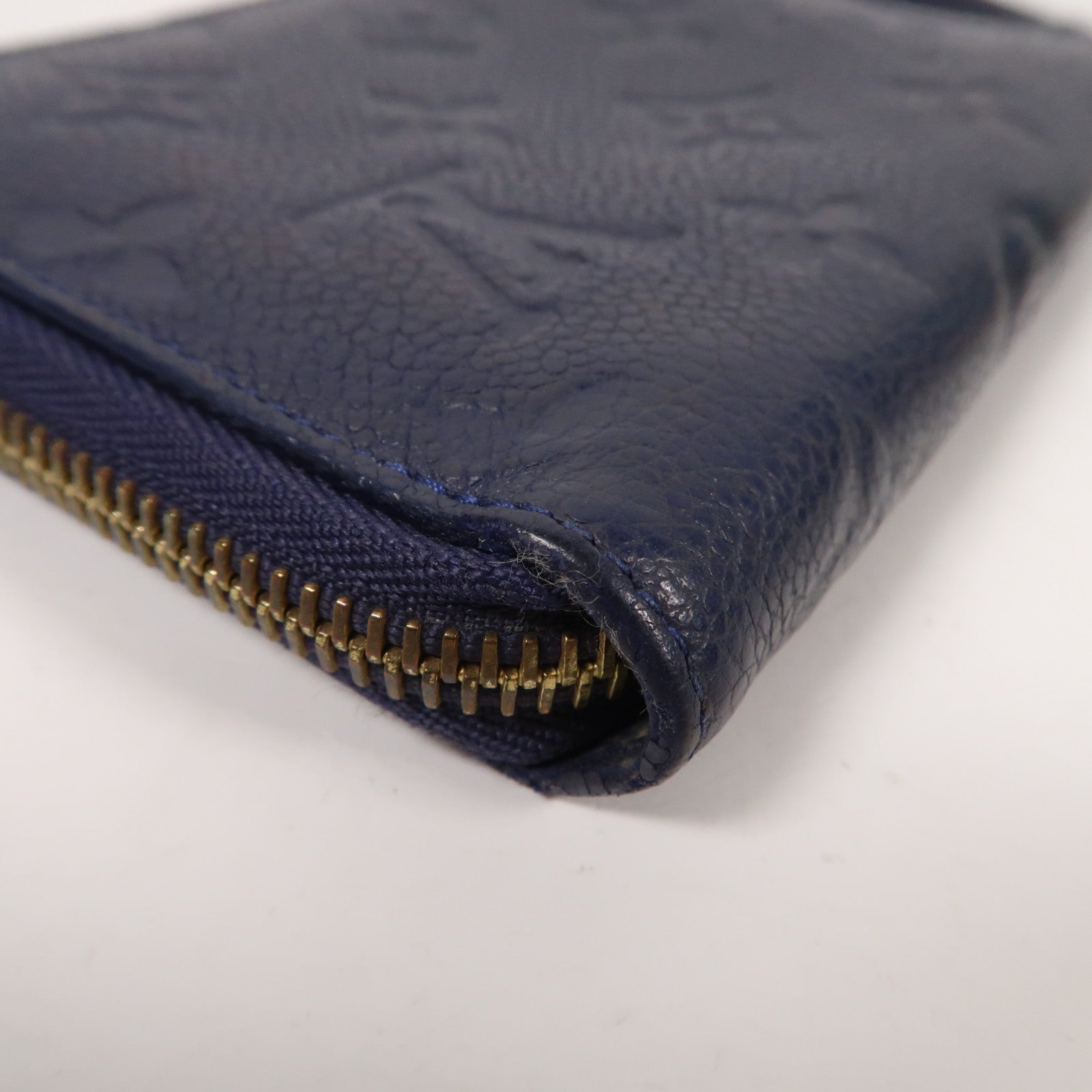 LOUIS VUITTON Monogram Empreinte Secret Compact Wallet金扣拉鍊錢包深藍色