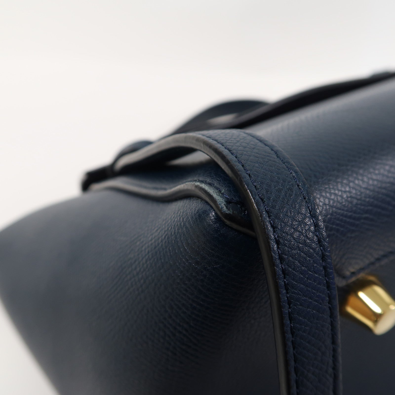 CELINE 牛皮皮革Belt Bag金扣手挽肩背兩用袋藍色