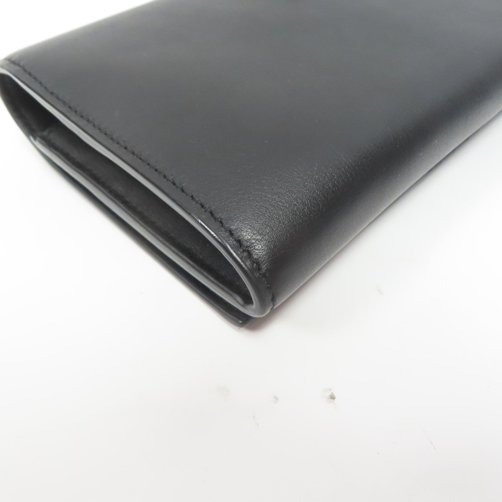 SAINT LAURENT 牛皮皮革Long Wallet黑扣長錢包黑色