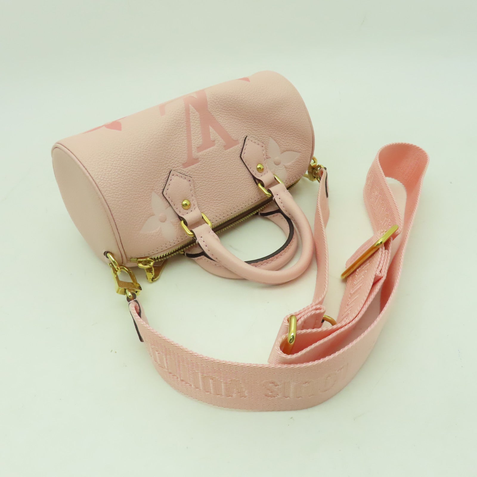 LOUIS VUITTON 【激減優惠】Monogram Empreinte Papillon BB金扣手挽肩背兩用袋粉紅色