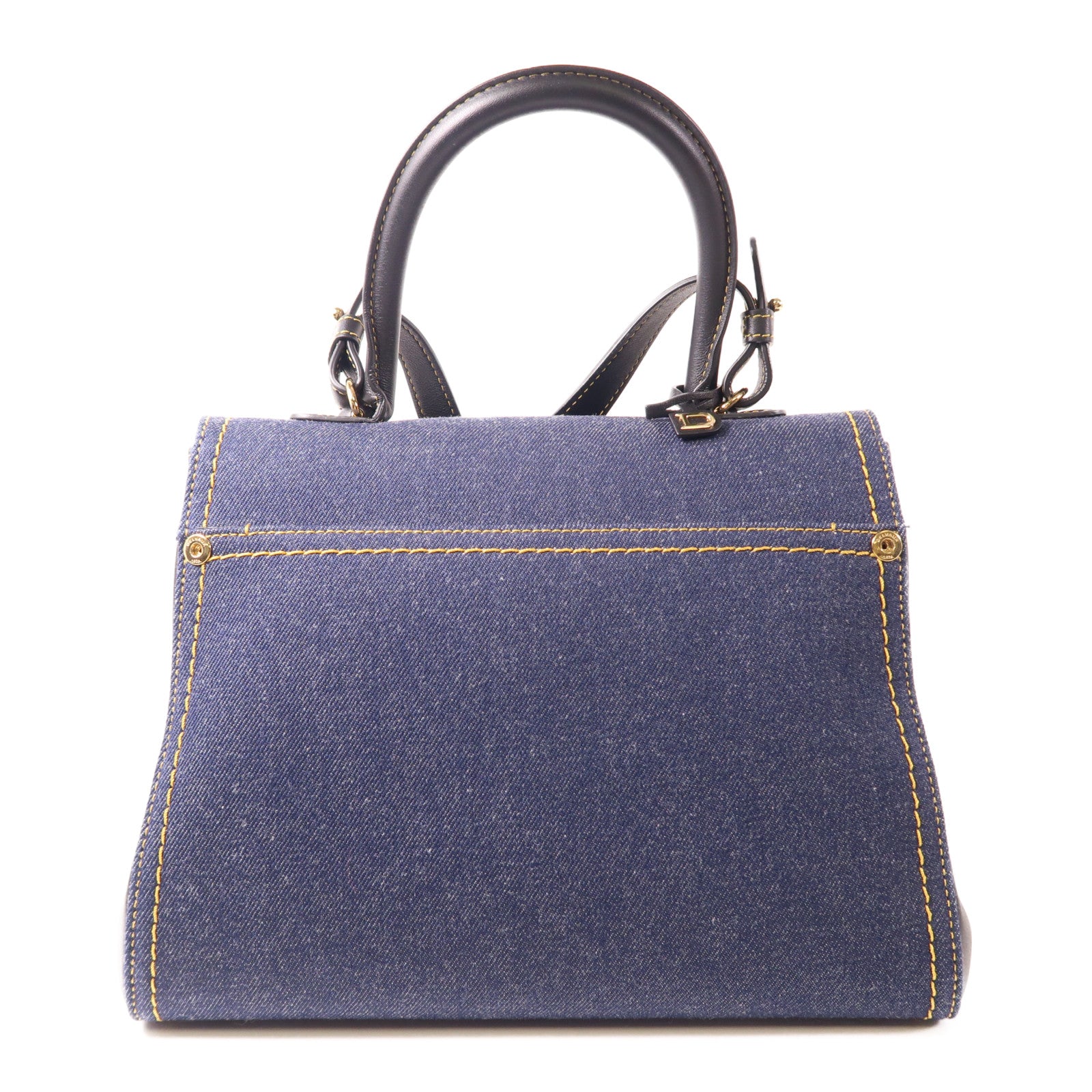 Delvaux 牛仔布Brillant Trench金扣手挽肩背兩用袋