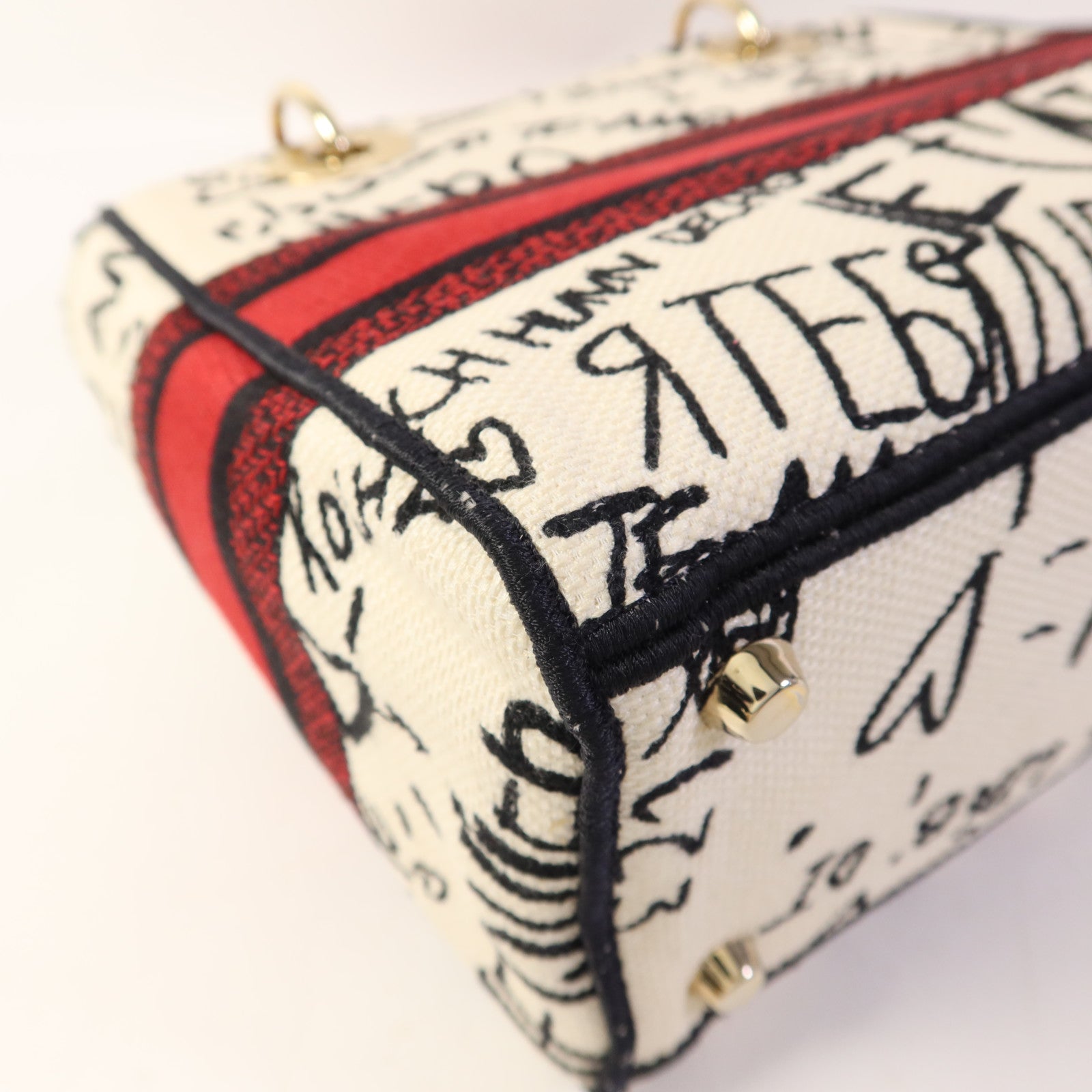 Dior 帆布Lady Dior Medium金扣手挽肩背兩用袋