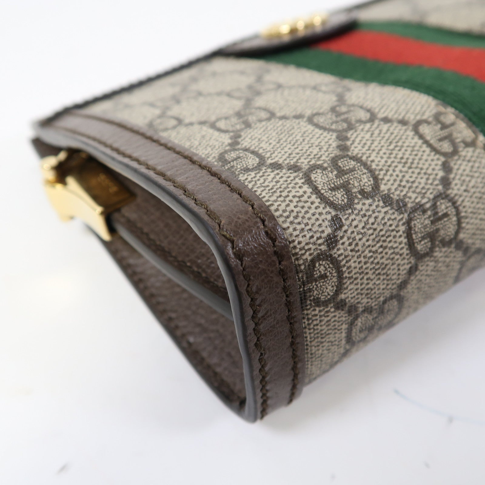 GUCCI 【激減優惠】塗層帆布Ophidia GG金扣鏈帶肩背袋啡色