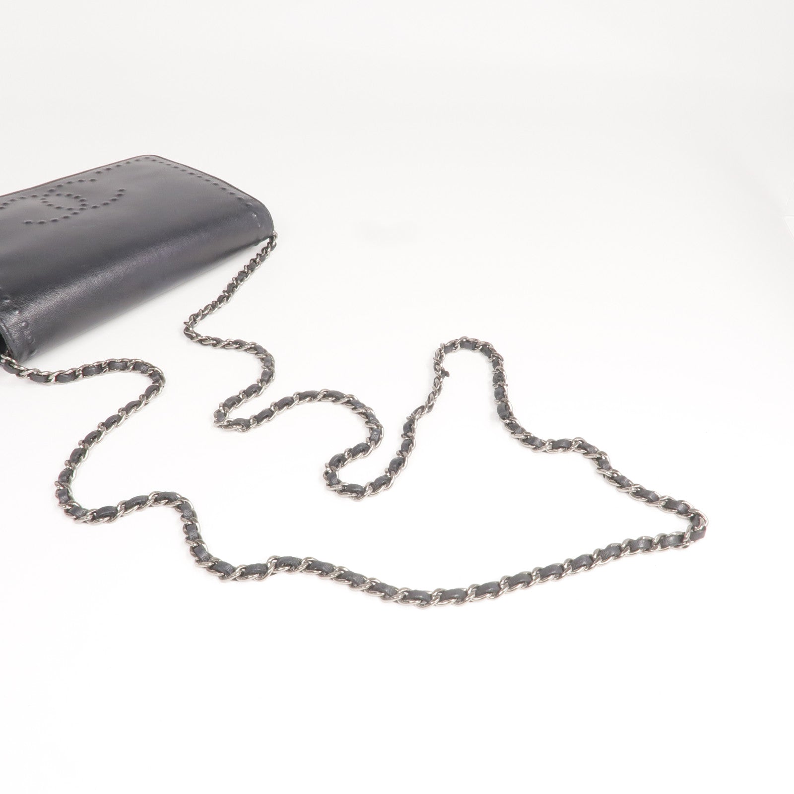 CHANEL 羊皮皮革WOC Wallet On Chain銀扣鏈帶肩背袋