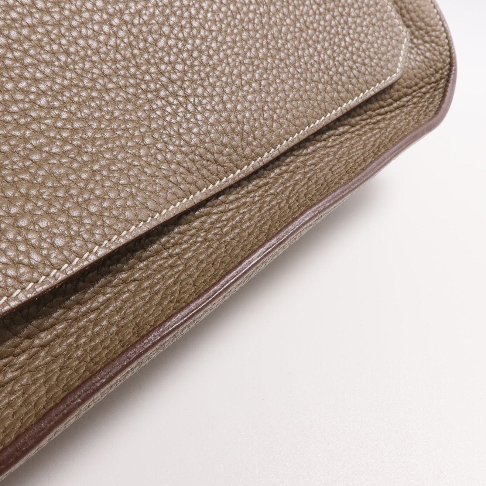 HERMES Togo皮革Jypsiere 28銀扣肩背袋Etoupe