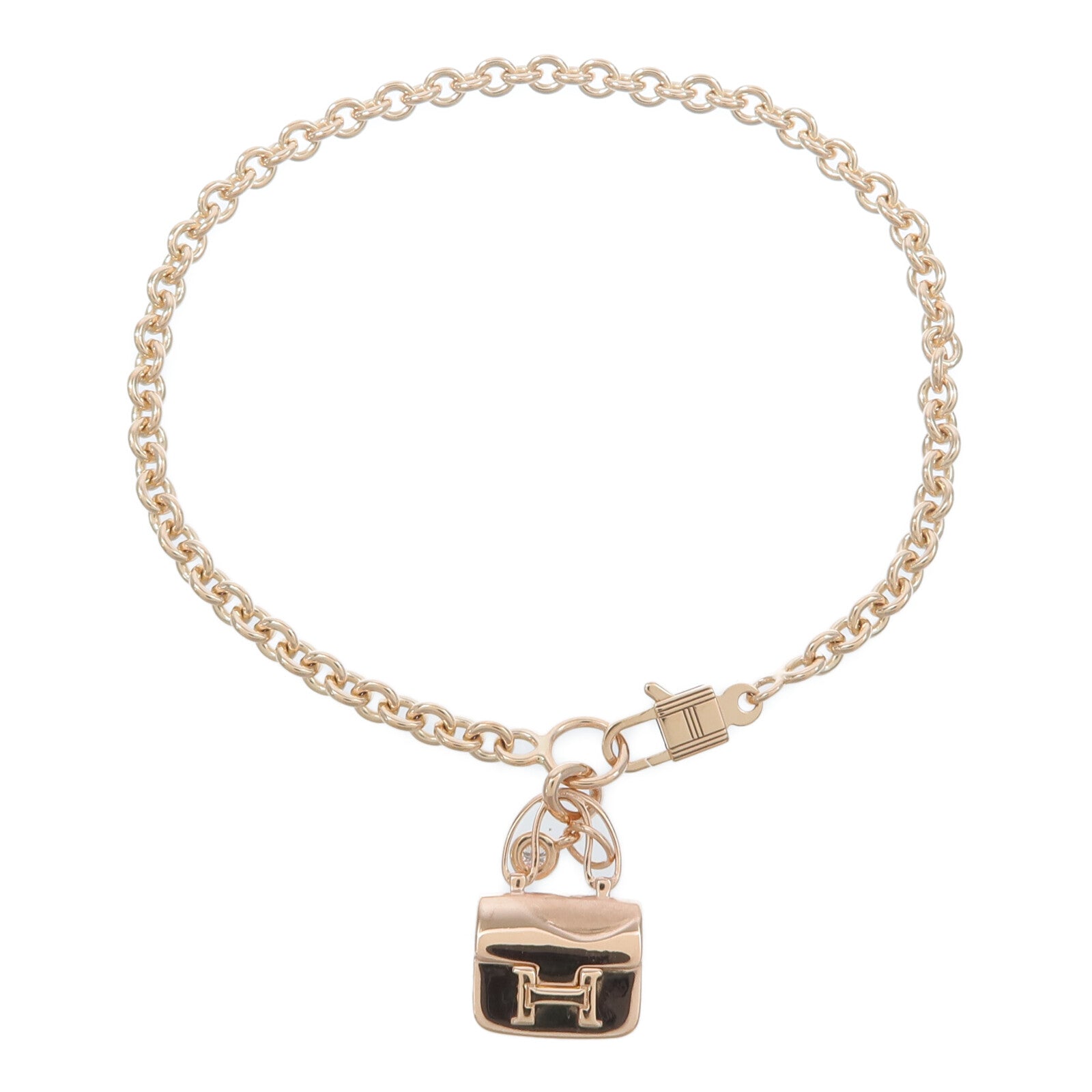 HERMES 18K玫瑰金Amulettes Constance Bracelet鑽石手鏈