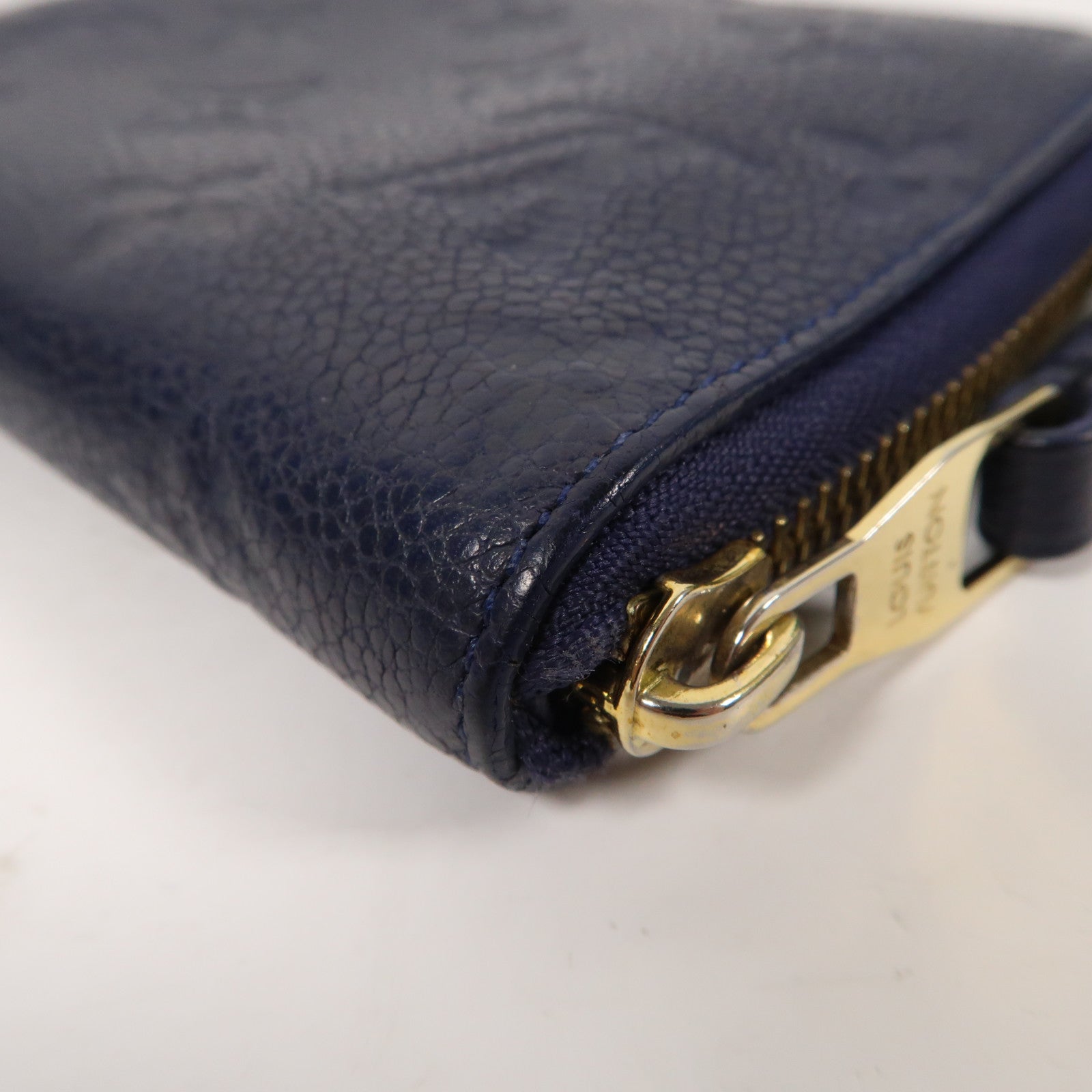 LOUIS VUITTON Monogram Empreinte Secret Compact Wallet金扣拉鍊錢包深藍色