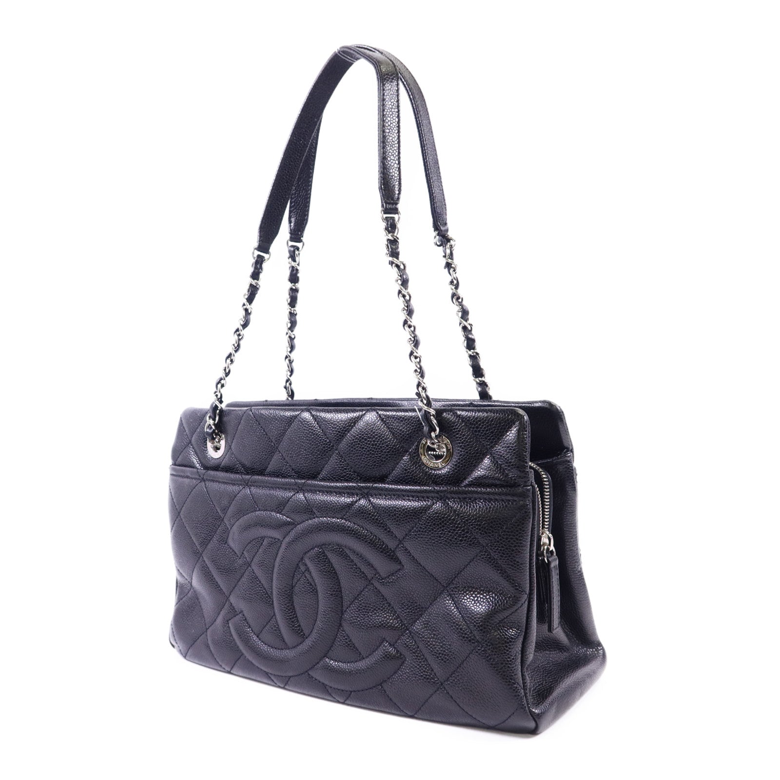 CHANEL 牛皮皮革Shoulder Bag銀扣鏈帶肩背袋