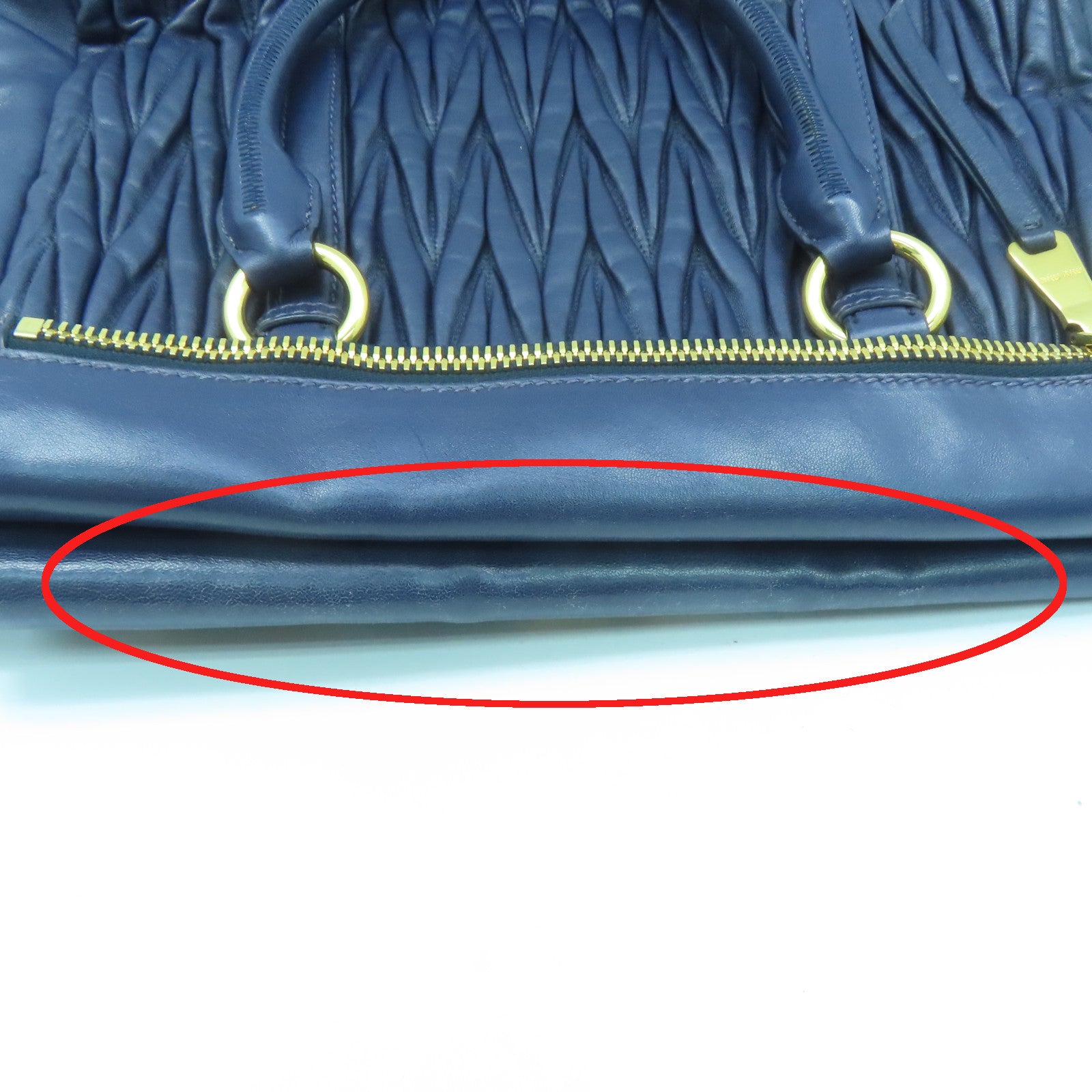 Miu Miu sheepskin leather 2way Shoulder Bag gold buckle handle shoulder bag blue