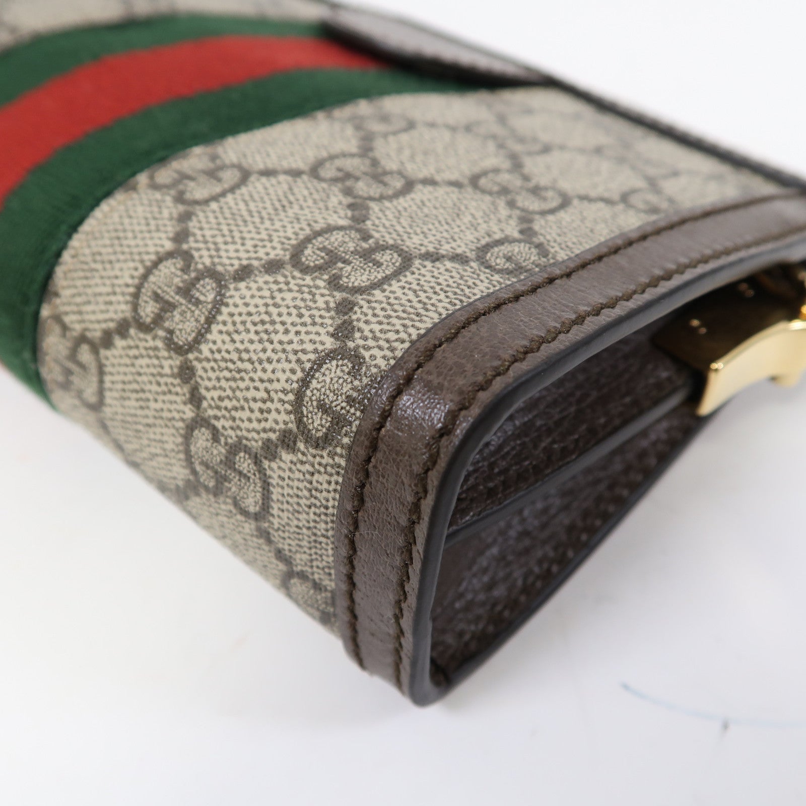 GUCCI 【激減優惠】塗層帆布Ophidia GG金扣鏈帶肩背袋啡色