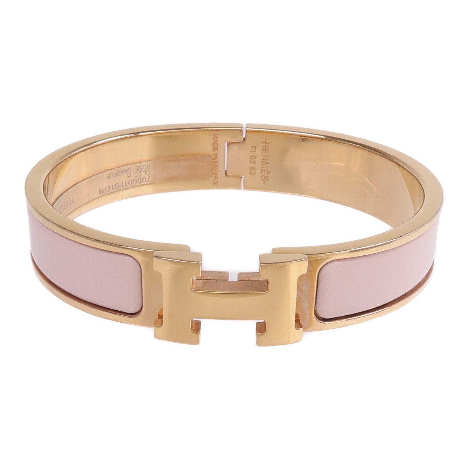 HERMES 金屬/琺瑯Clic H Bracelet手鐲Rose Candeur