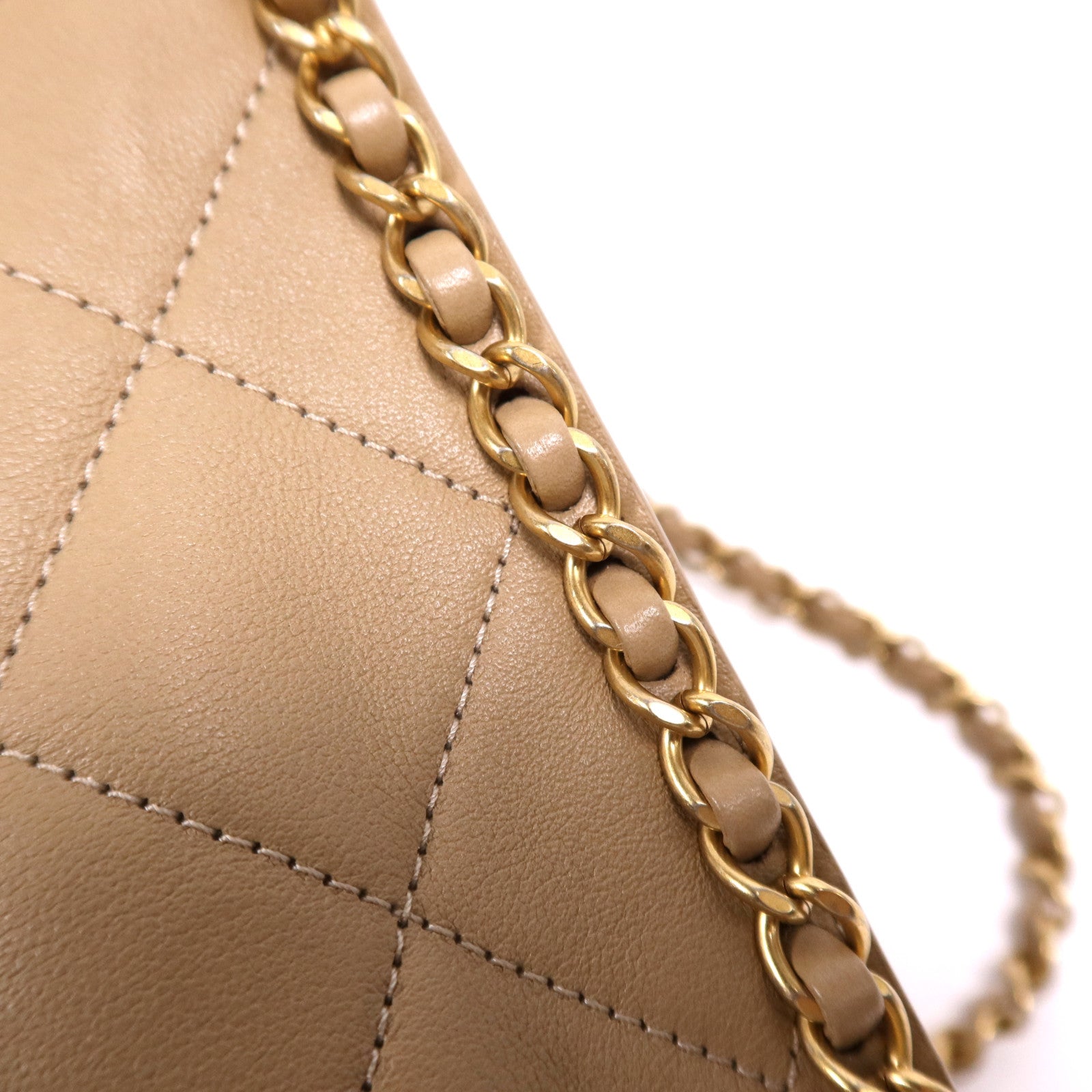 CHANEL 牛皮皮革Chain Shoulder Bag金扣鏈帶肩背袋