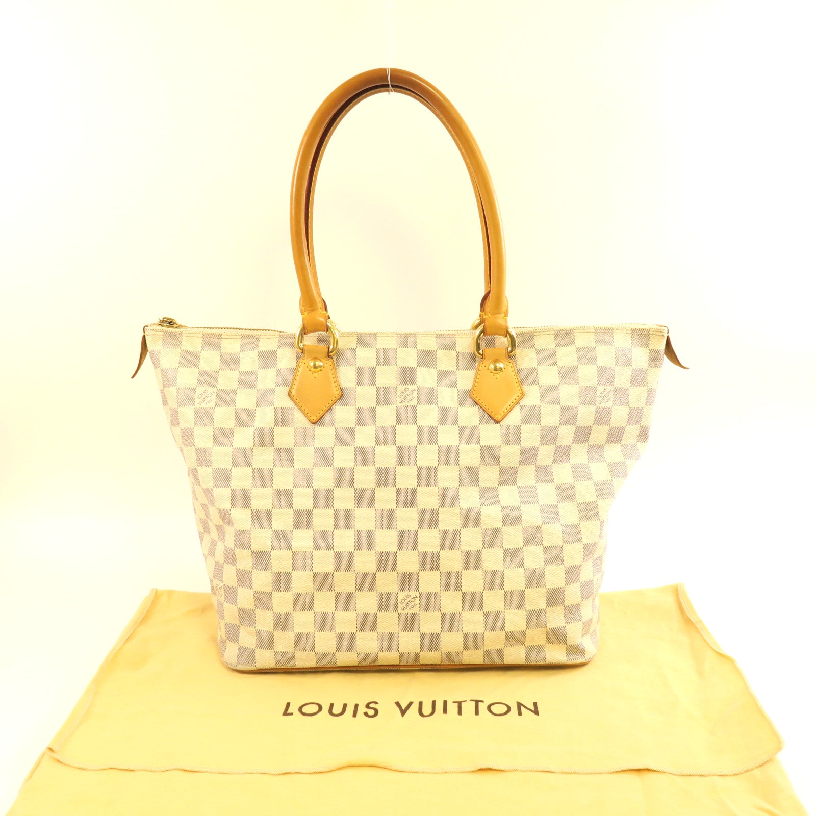 LOUIS VUITTON 【激減優惠】Damier Azur Saleya金扣肩背袋白色