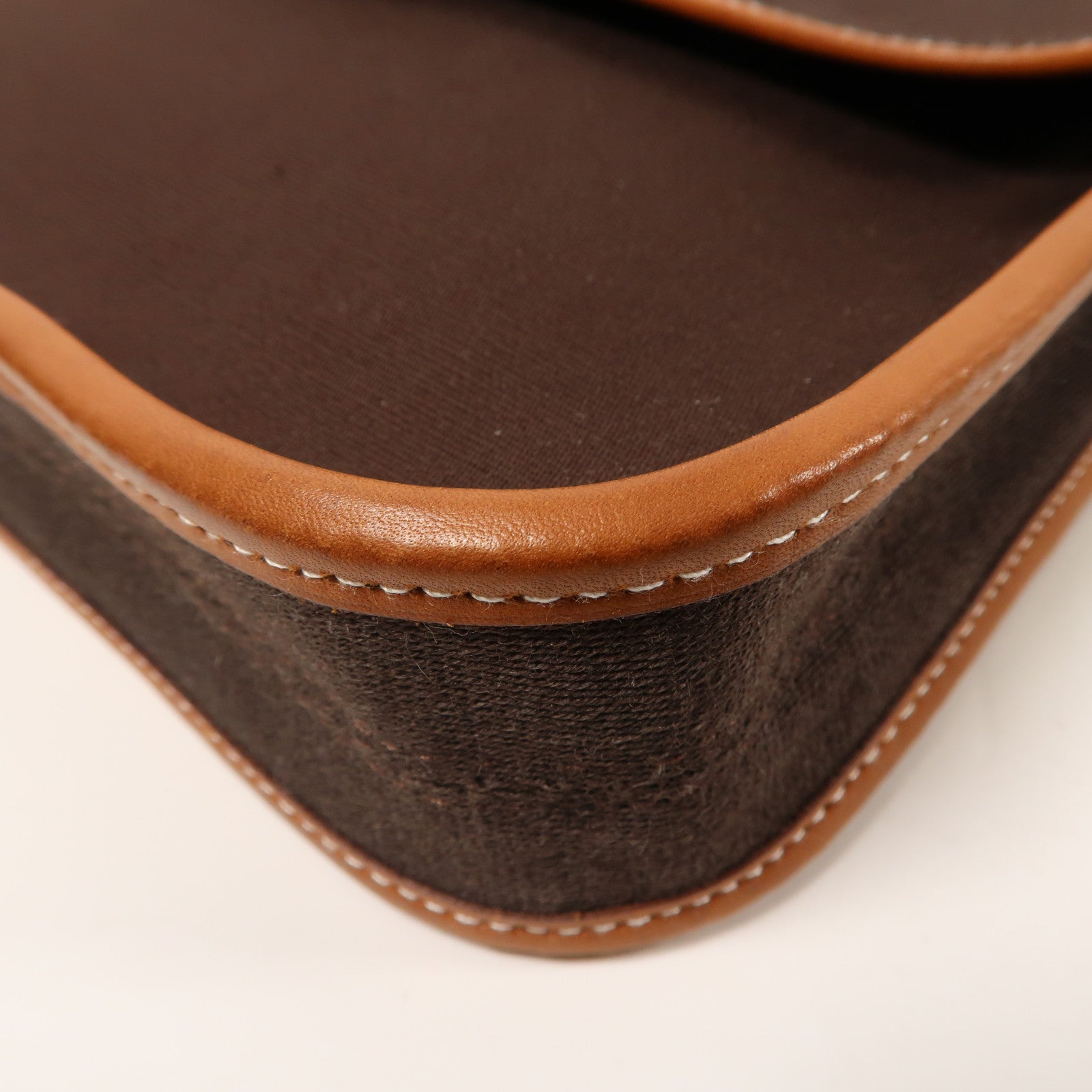 HERMES 【激減優惠】帆布Buenaventura Mini Shoulder Bag銀扣啡色
