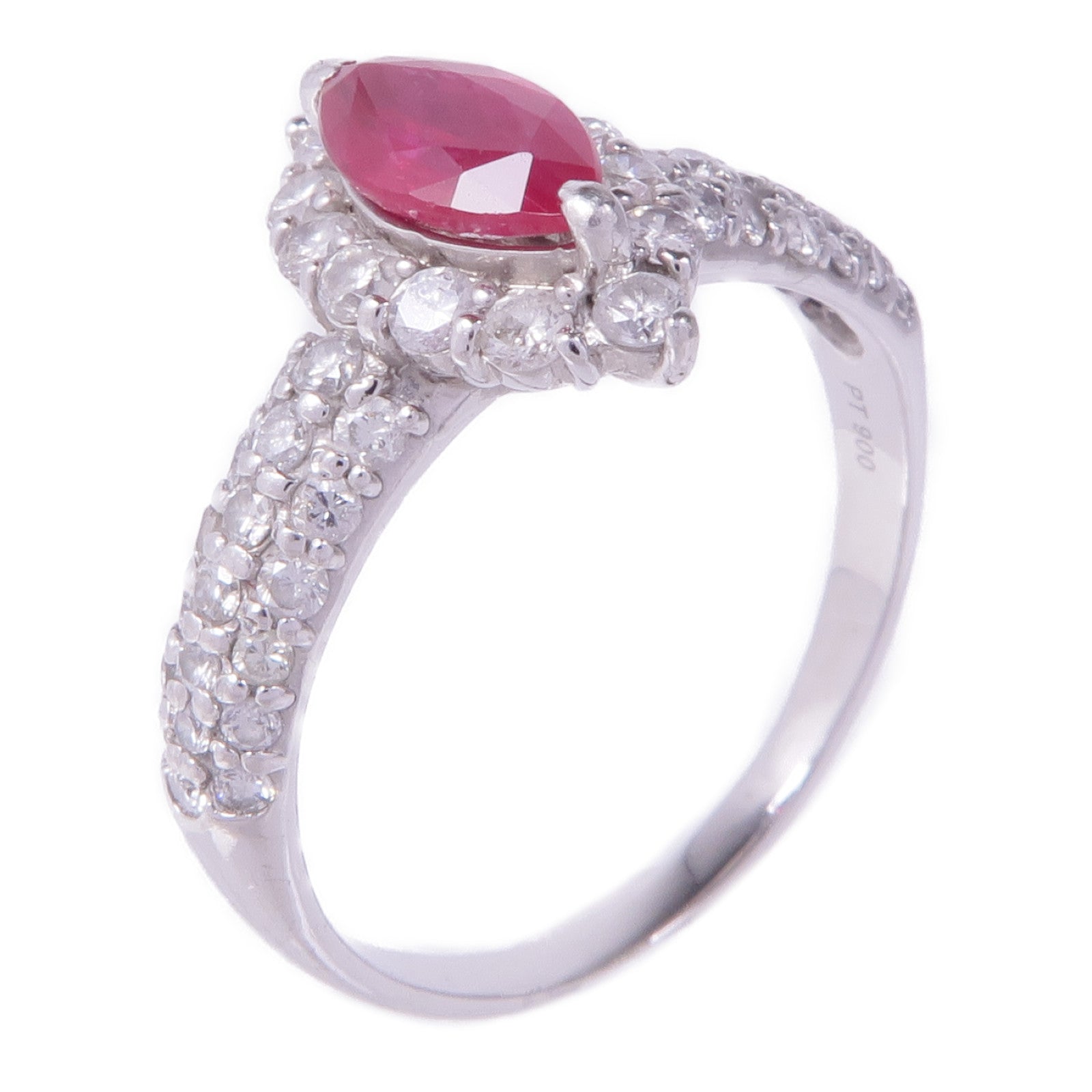 JEWELRY 【激減優惠】PT900鉑金Ruby Diamond Ring紅寶石/鑽石戒指US#9