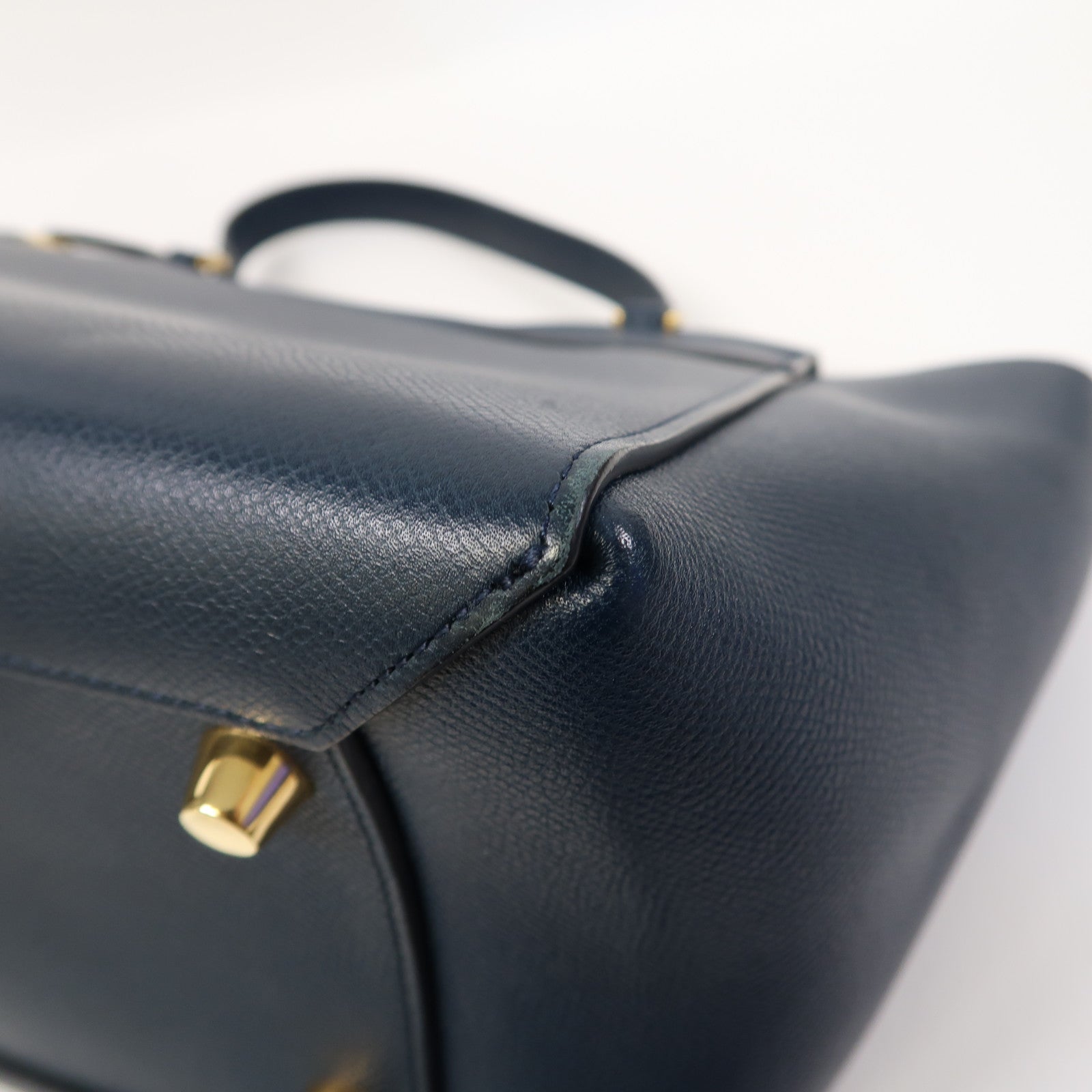 CELINE 牛皮皮革Belt Bag金扣手挽肩背兩用袋藍色