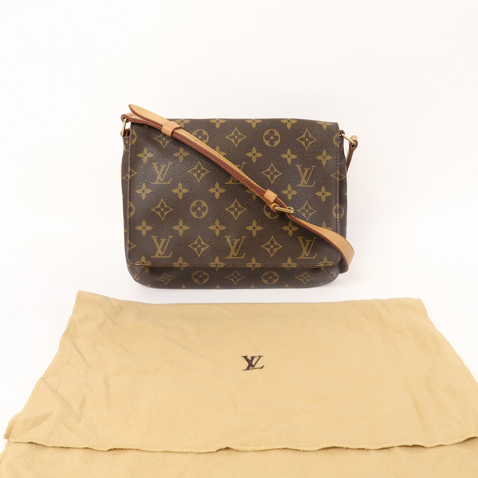 LOUIS VUITTON Monogram Musette Tango金扣肩背袋啡色