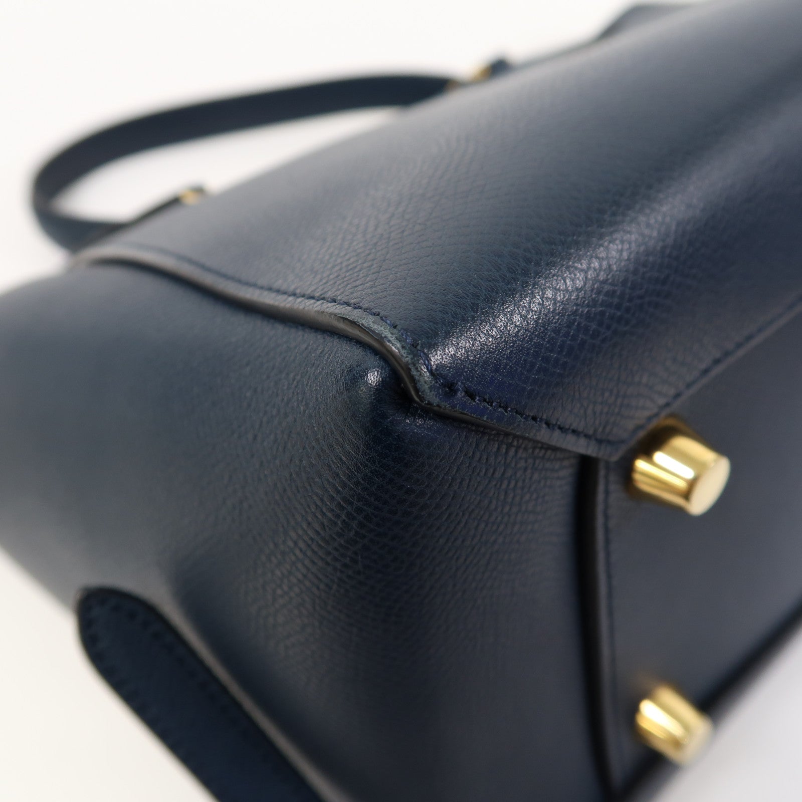CELINE 牛皮皮革Belt Bag金扣手挽肩背兩用袋藍色