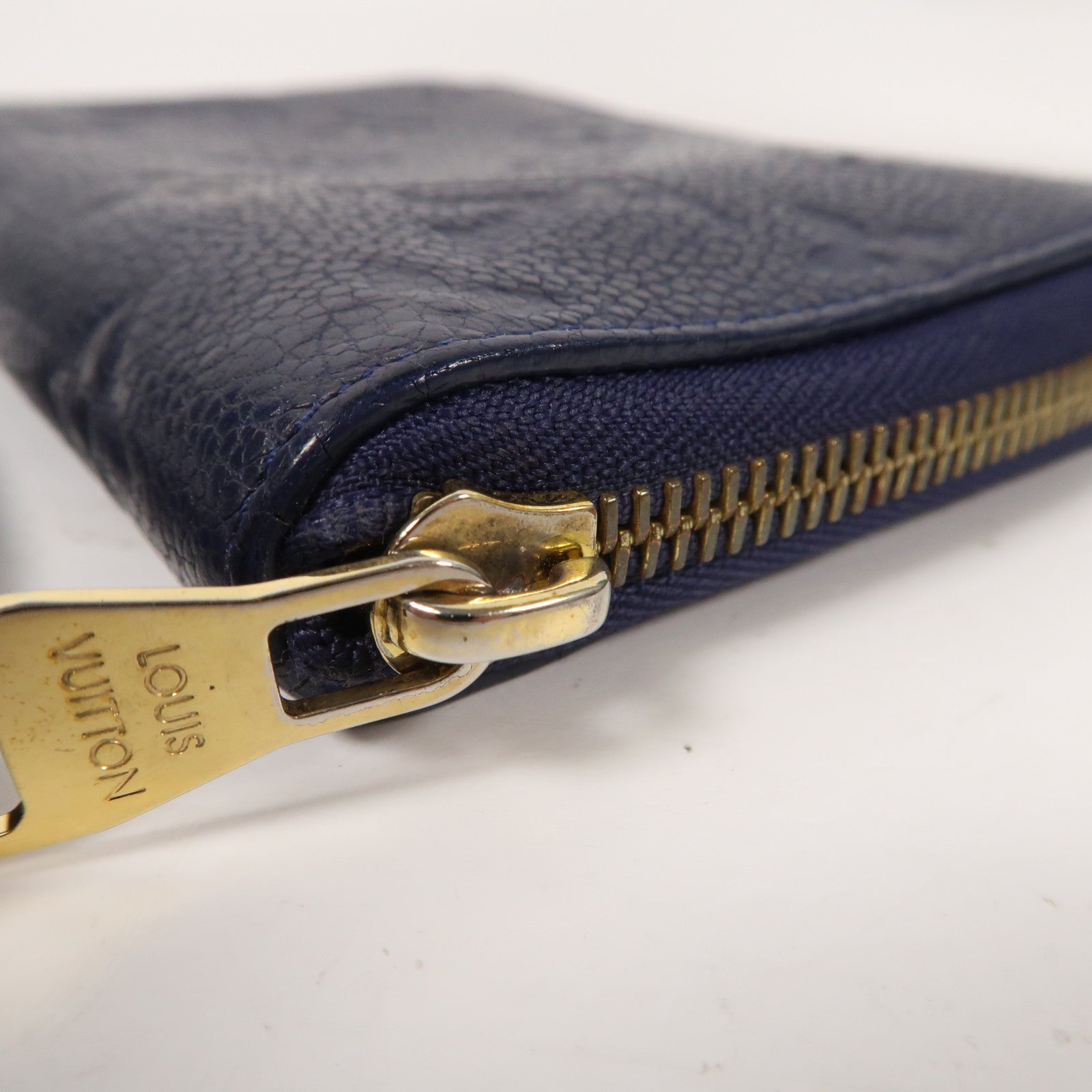 LOUIS VUITTON Monogram Empreinte Secret Compact Wallet金扣拉鍊錢包深藍色