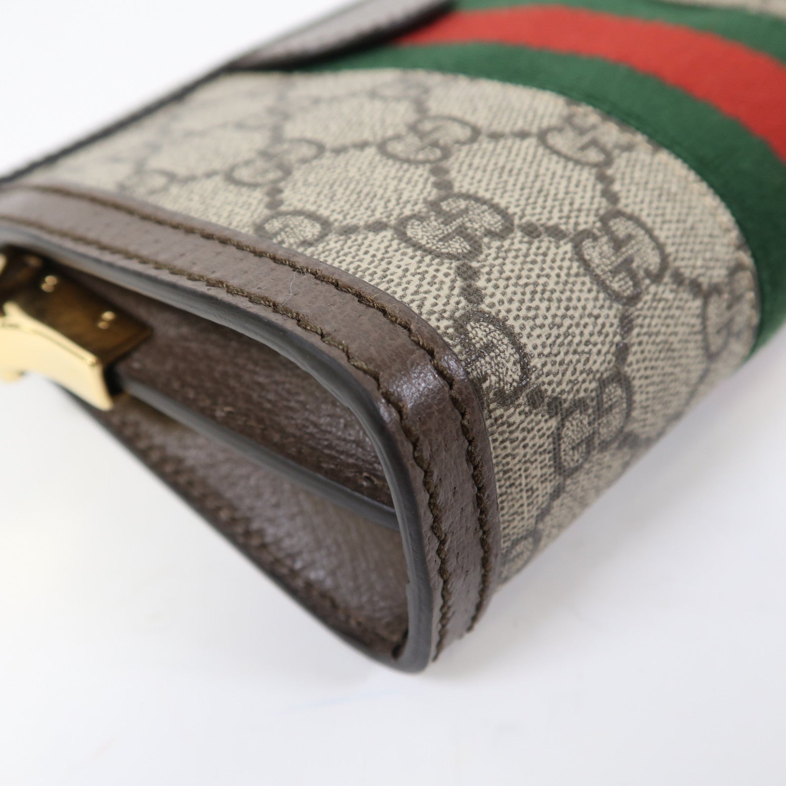 GUCCI 【激減優惠】塗層帆布Ophidia GG金扣鏈帶肩背袋啡色