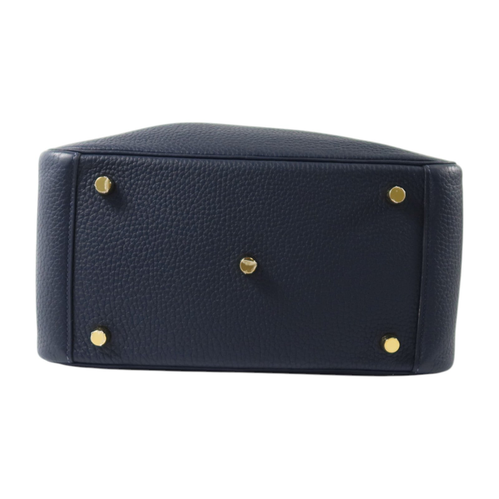 HERMES Clemence皮革/Crocodile皮革Lindy 26 Touch金扣手挽肩背兩用袋Bleu Nuit