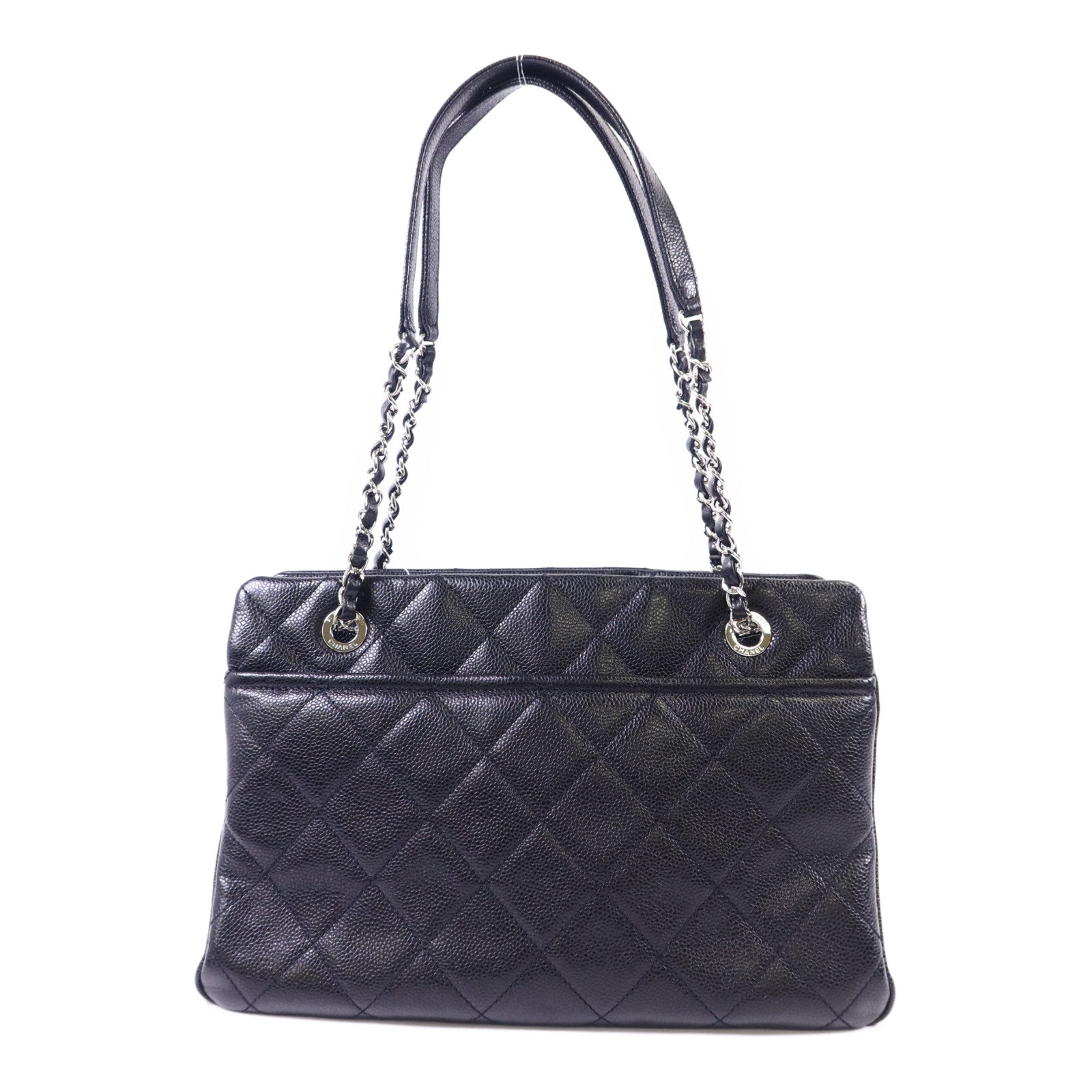 CHANEL 牛皮皮革Shoulder Bag銀扣鏈帶肩背袋