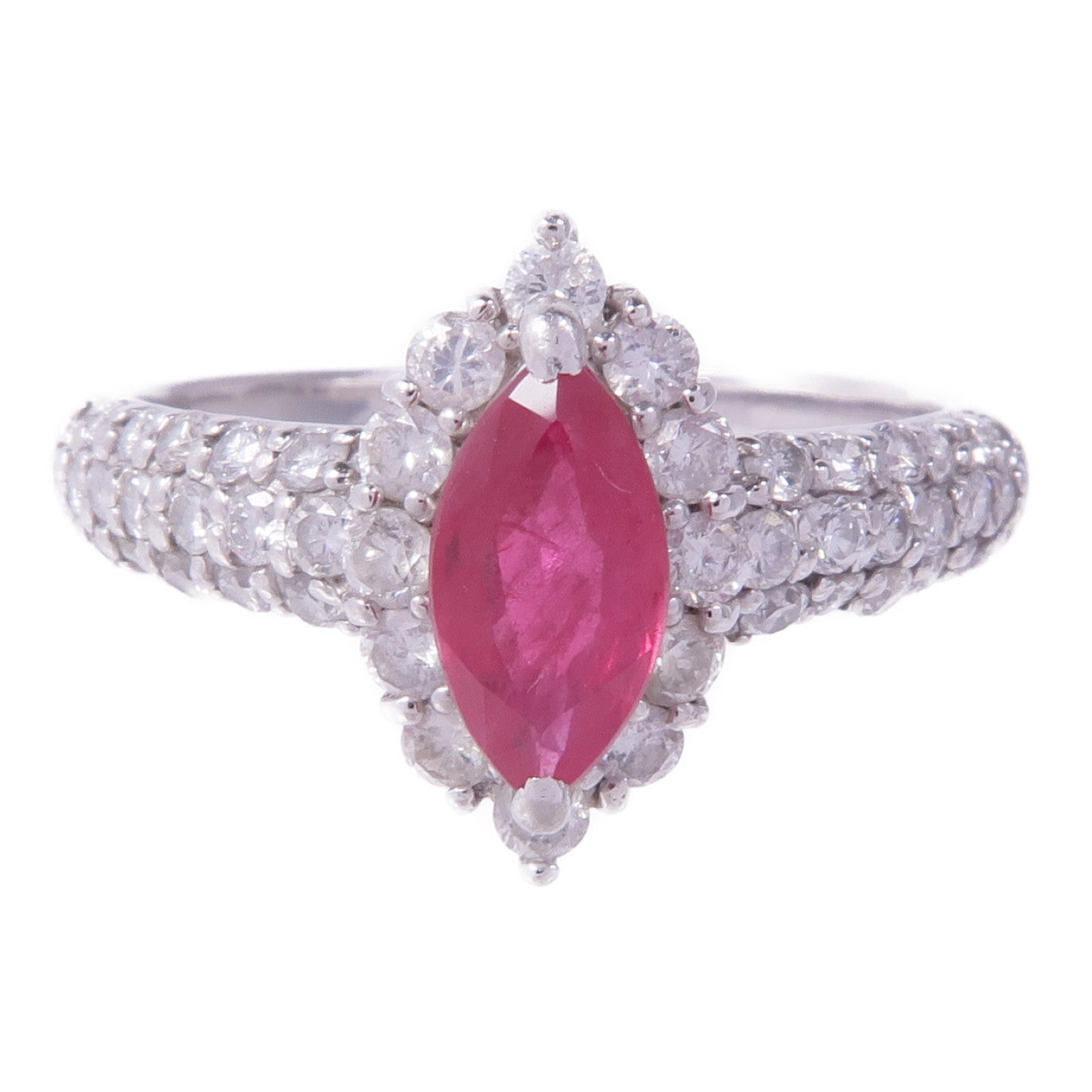 JEWELRY 【激減優惠】PT900鉑金Ruby Diamond Ring紅寶石/鑽石戒指US#9