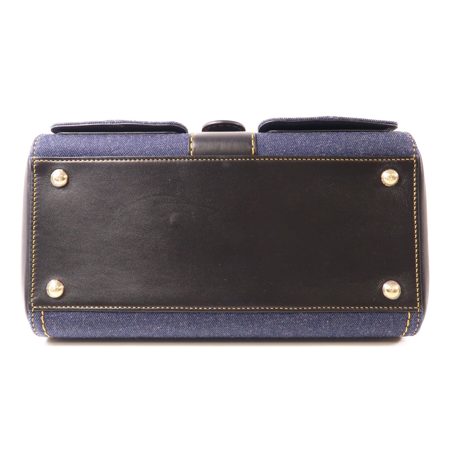 Delvaux 牛仔布Brillant Trench金扣手挽肩背兩用袋