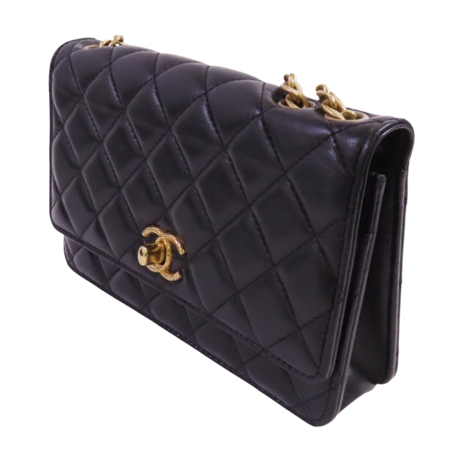 CHANEL 羊皮皮革WOC Gold Ball Adjustable金扣鏈帶錢包肩背袋