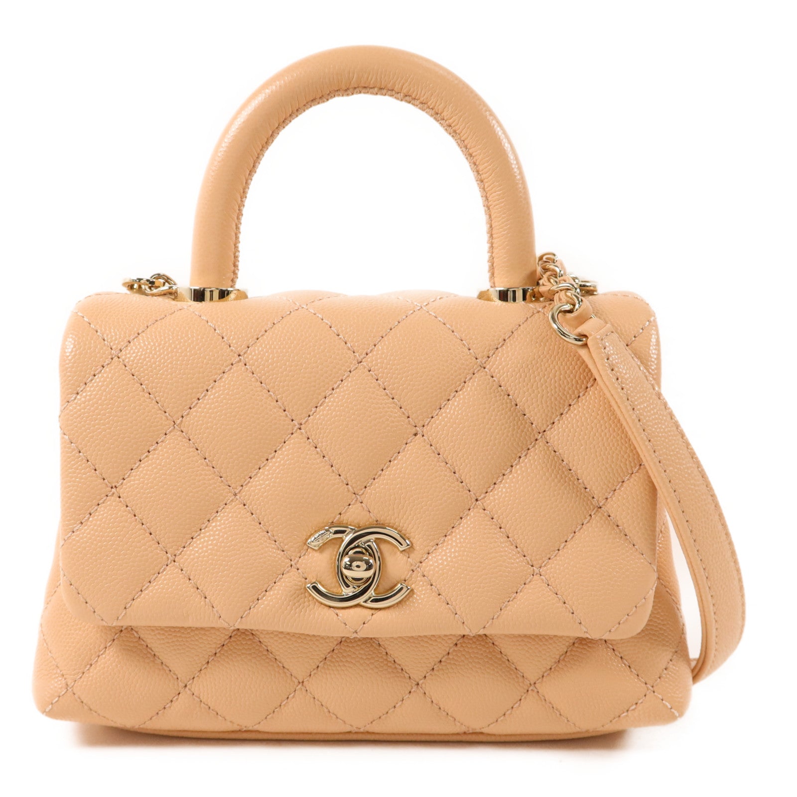 CHANEL 牛皮皮革Coco Handle Mini金扣手挽肩背兩用袋