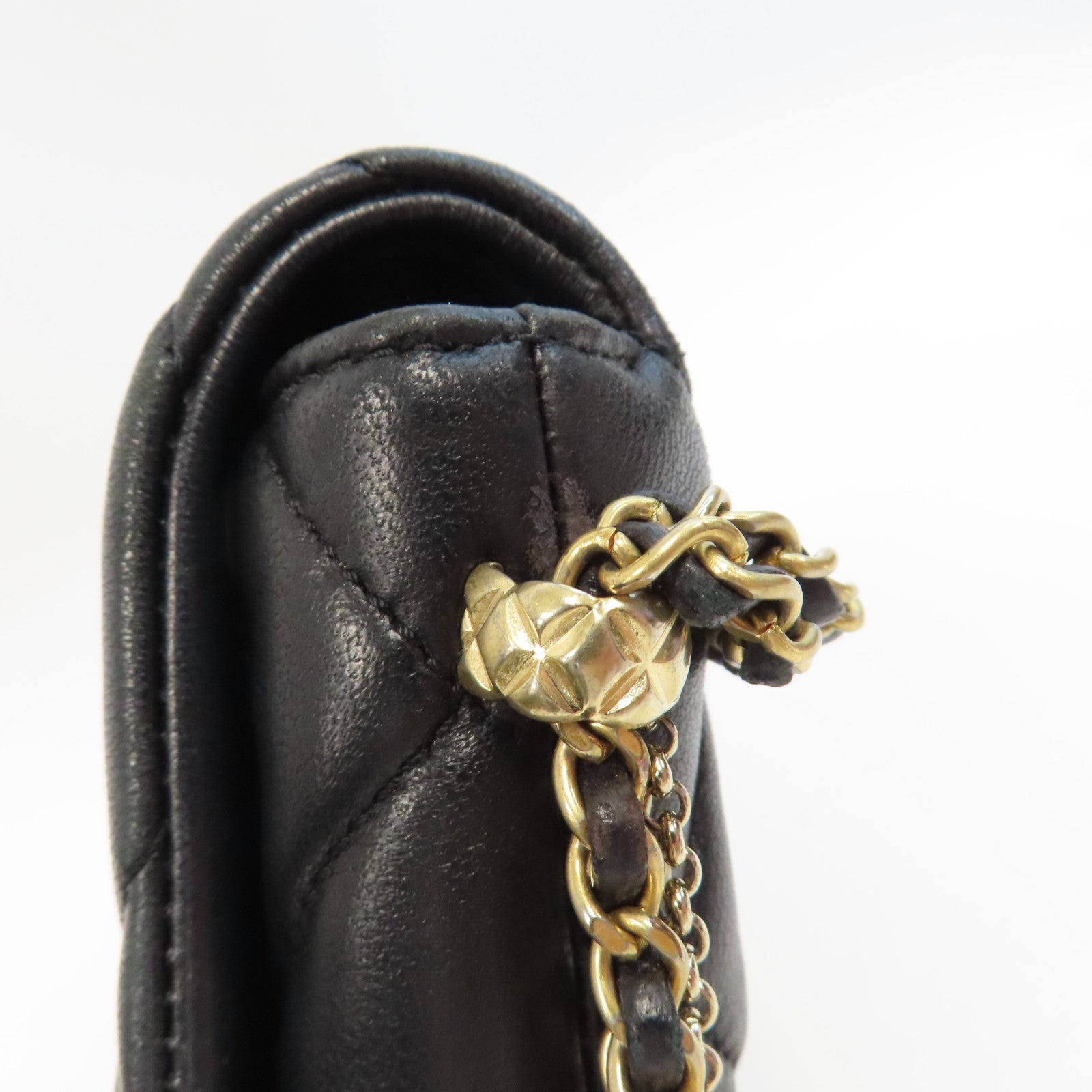 CHANEL 【激減優惠】菱格羊皮皮革Chain Shoulder金扣鏈帶肩背袋黑色
