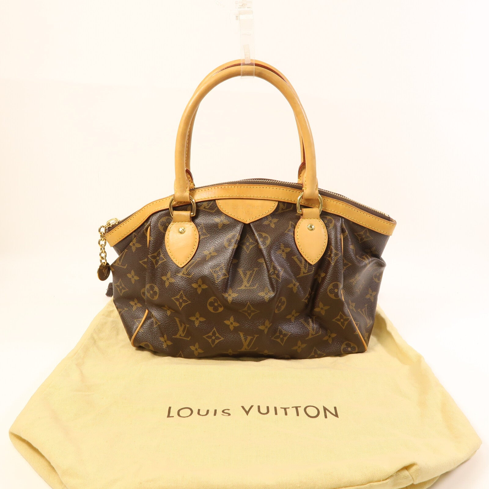 LOUIS VUITTON Monogram Tivoli PM金扣手挽袋棕色