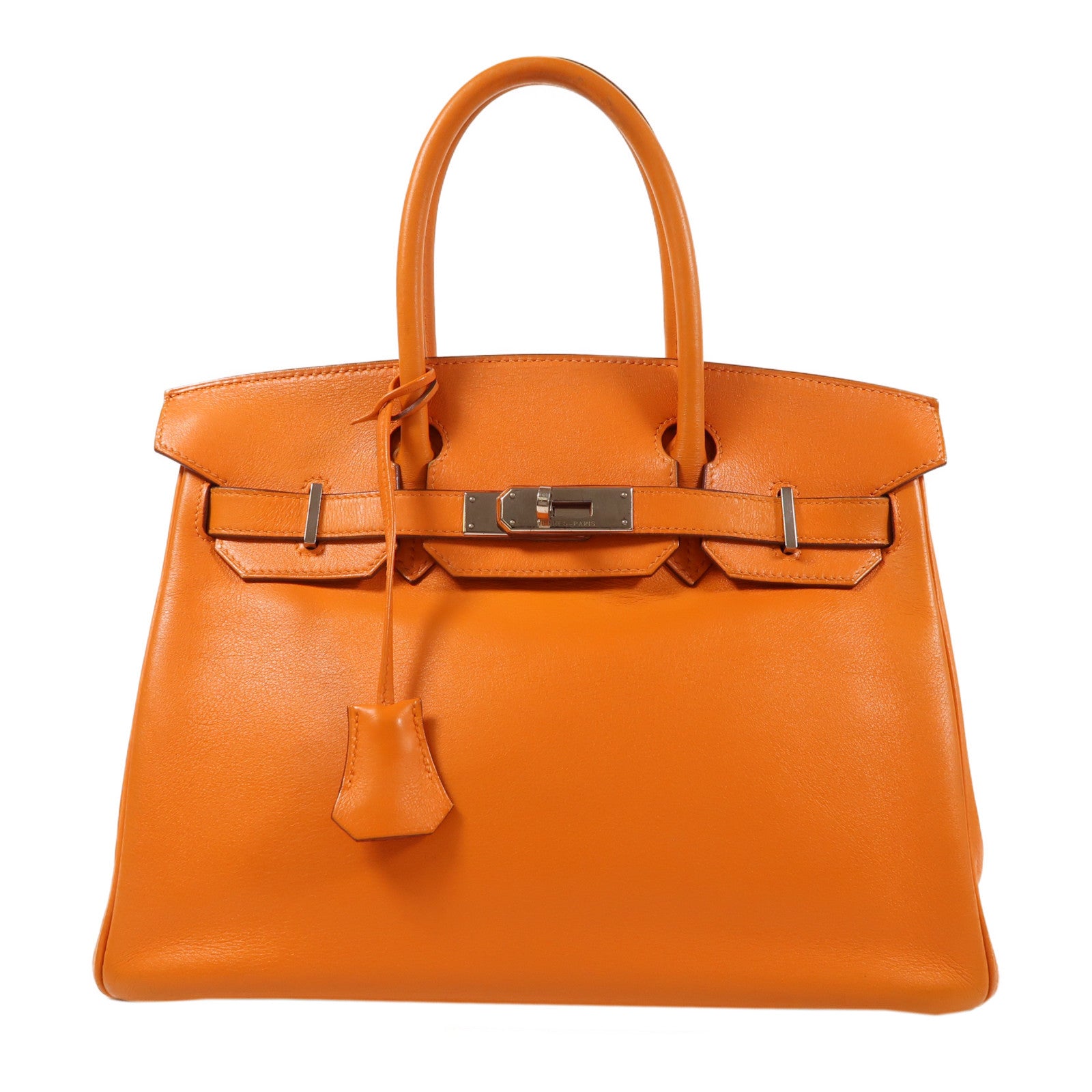 HERMES Swift皮革Birkin 30銀扣手挽袋橙色