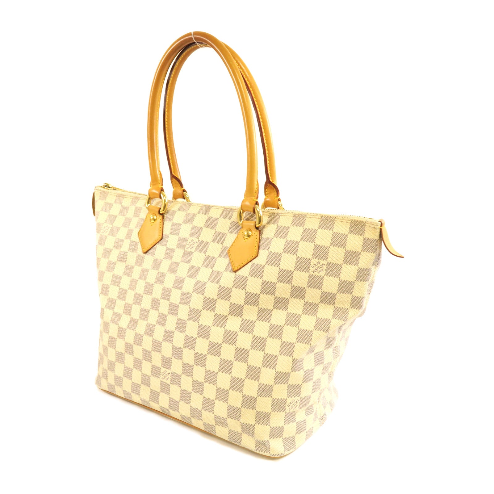 LOUIS VUITTON 【激減優惠】Damier Azur Saleya金扣肩背袋白色
