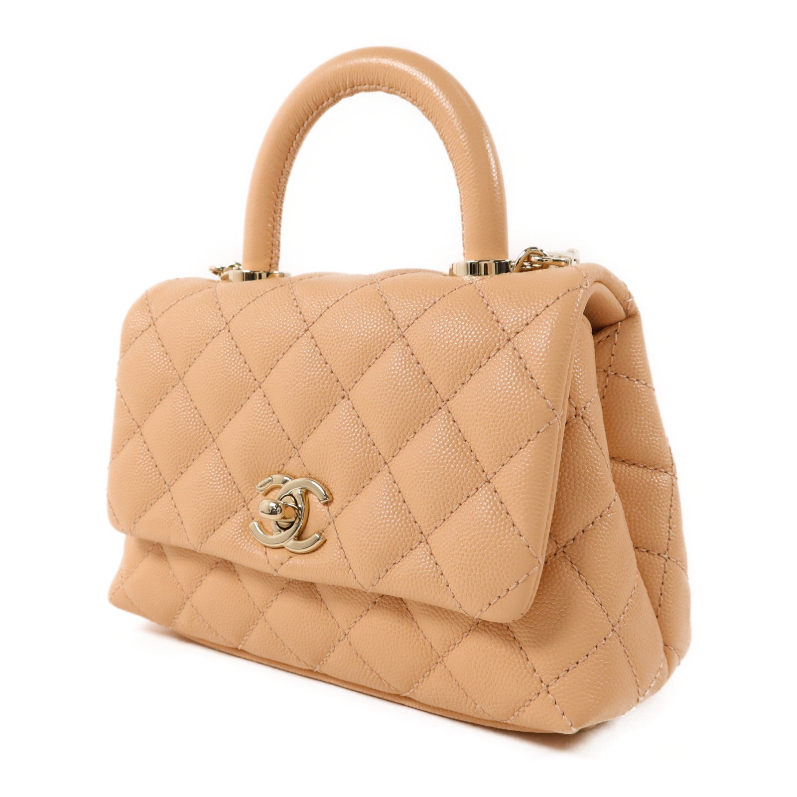 CHANEL 牛皮皮革Coco Handle Mini金扣手挽肩背兩用袋