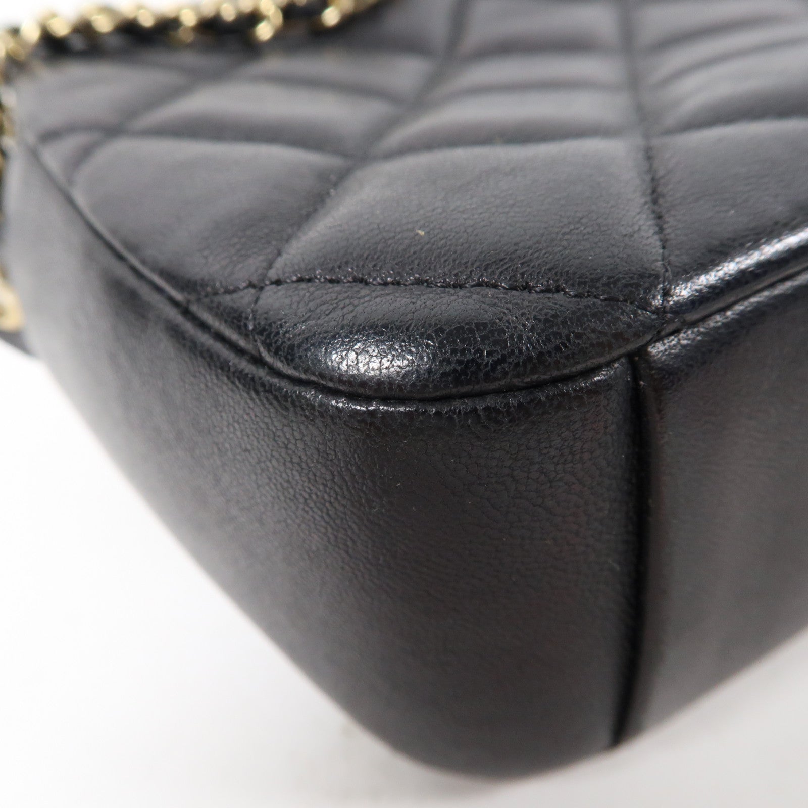 CHANEL 【激減優惠】菱格羊皮皮革Chain Shoulder Bag金扣鏈帶肩背袋黑色