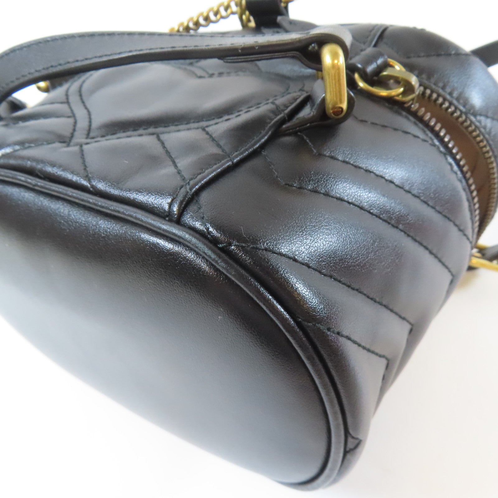 GUCCI 牛皮皮革GG Marmont Backpack金扣背包黑色