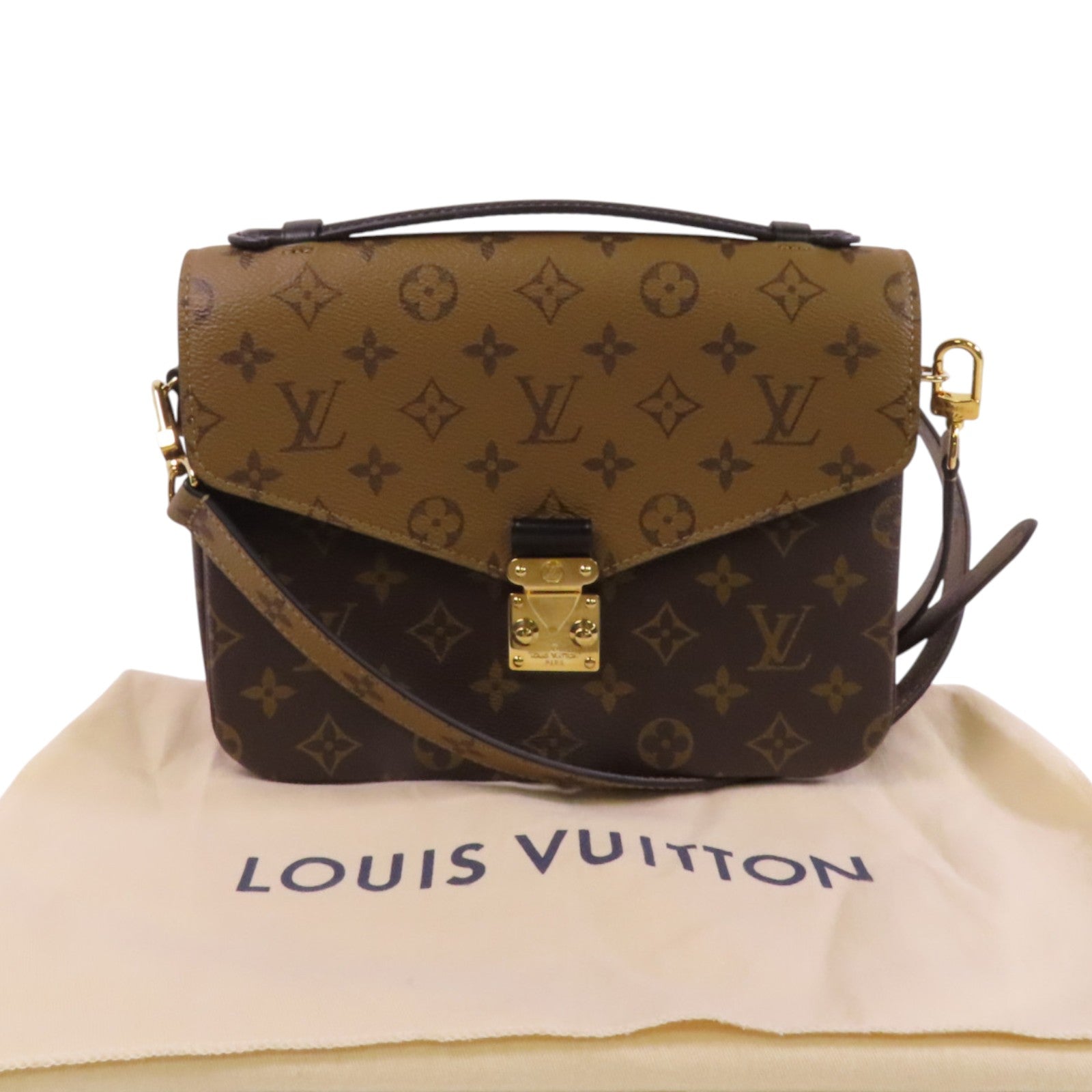 LOUIS VUITTON Monogram Reverse Pochette Metis金扣手挽肩背兩用袋