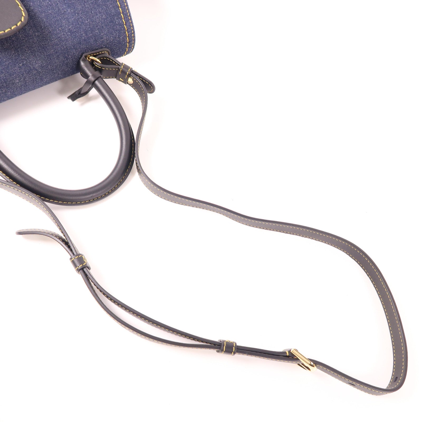 Delvaux 牛仔布Brillant Trench金扣手挽肩背兩用袋