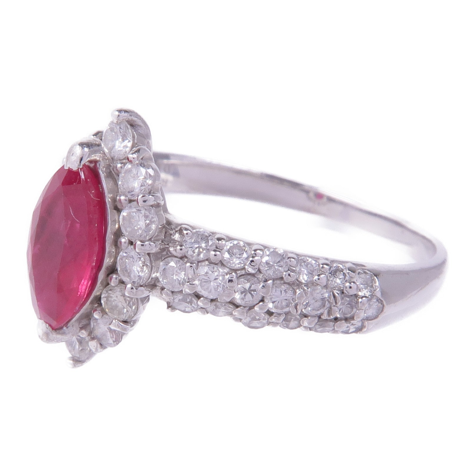JEWELRY 【激減優惠】PT900鉑金Ruby Diamond Ring紅寶石/鑽石戒指US#9